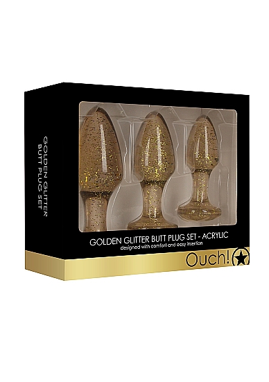 Набор акриловых анальных пробок Acrylic Goldchip Butt Plug Set