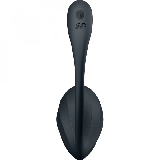 виброяйцо satisfyer ribbed petal connect app с пультом ду, черное, 7,8 см в России