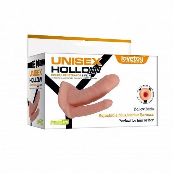 страпон lovetoy unisex hollow двойной, телесный в России