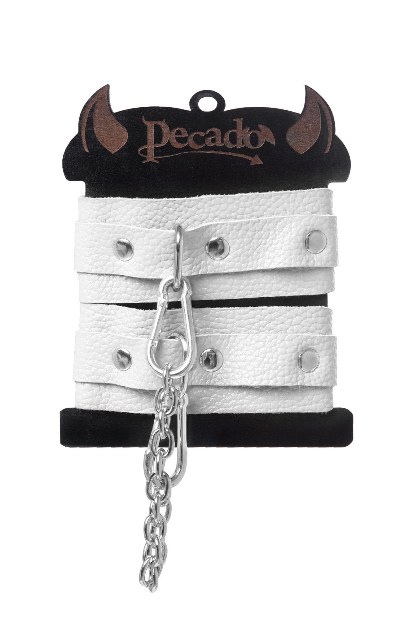 оковы мини pecado bdsm, со скруглёнными углами, натуральная кожа, белые в России