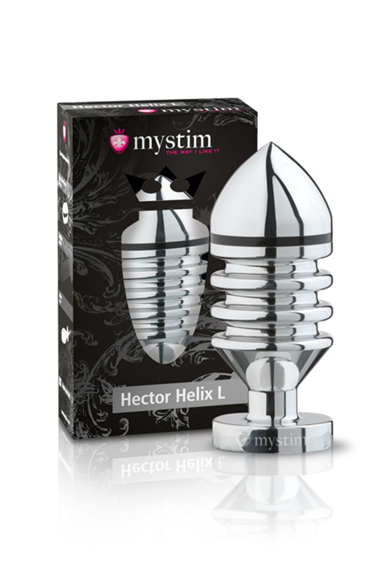 анальная пробка mystim hector helix l, электростимуляция, хирургическая сталь, серебряная, 11,5 см, в России