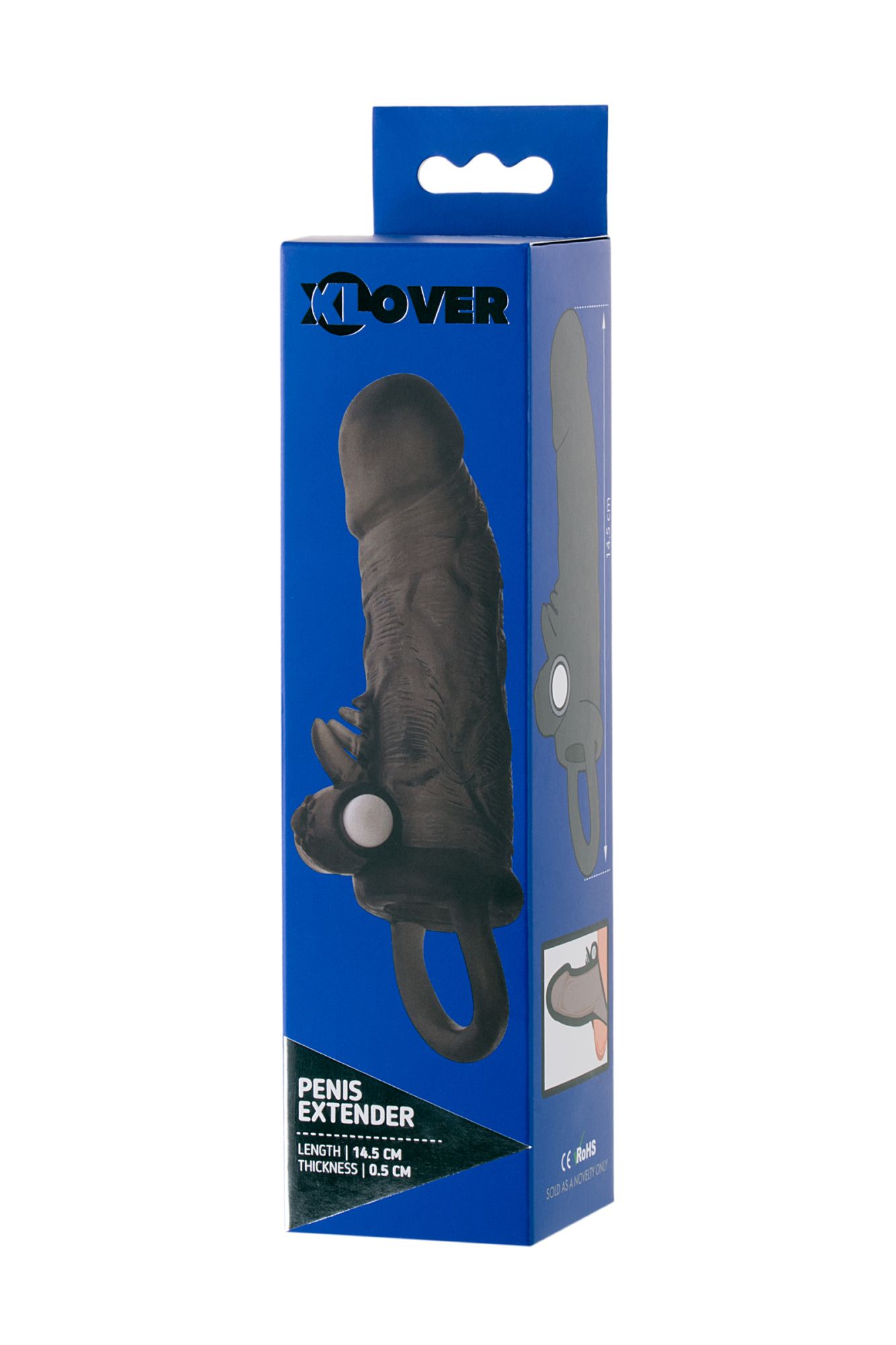 насадка toyfa xlover, для увеличения размера с кольцом и вибрацией, tpe, черная, 14.5 см в России