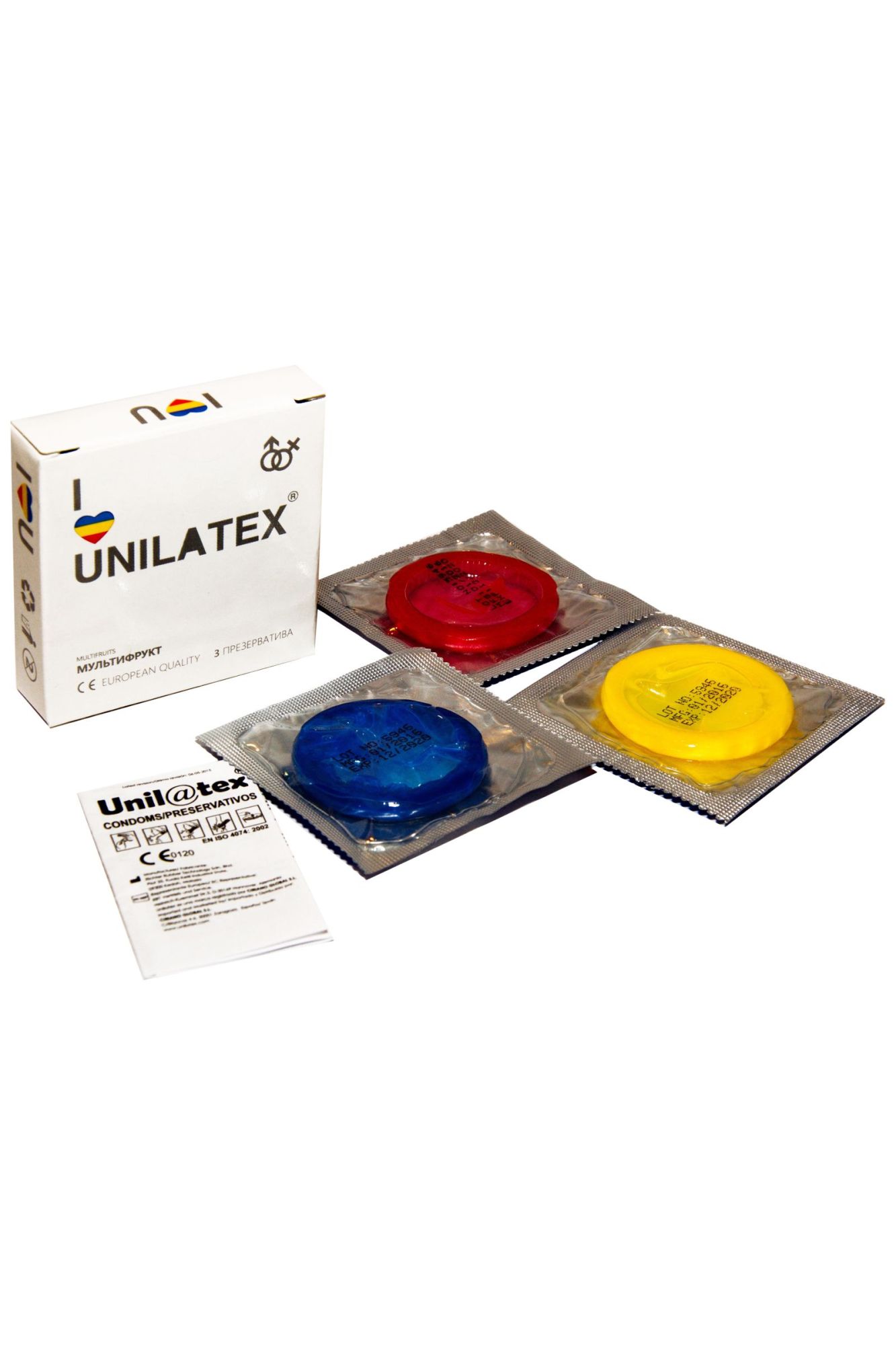 презервативы unilatex, multifrutis, аромат, цветные, 19 см, 5,4 см, 3 шт. в России