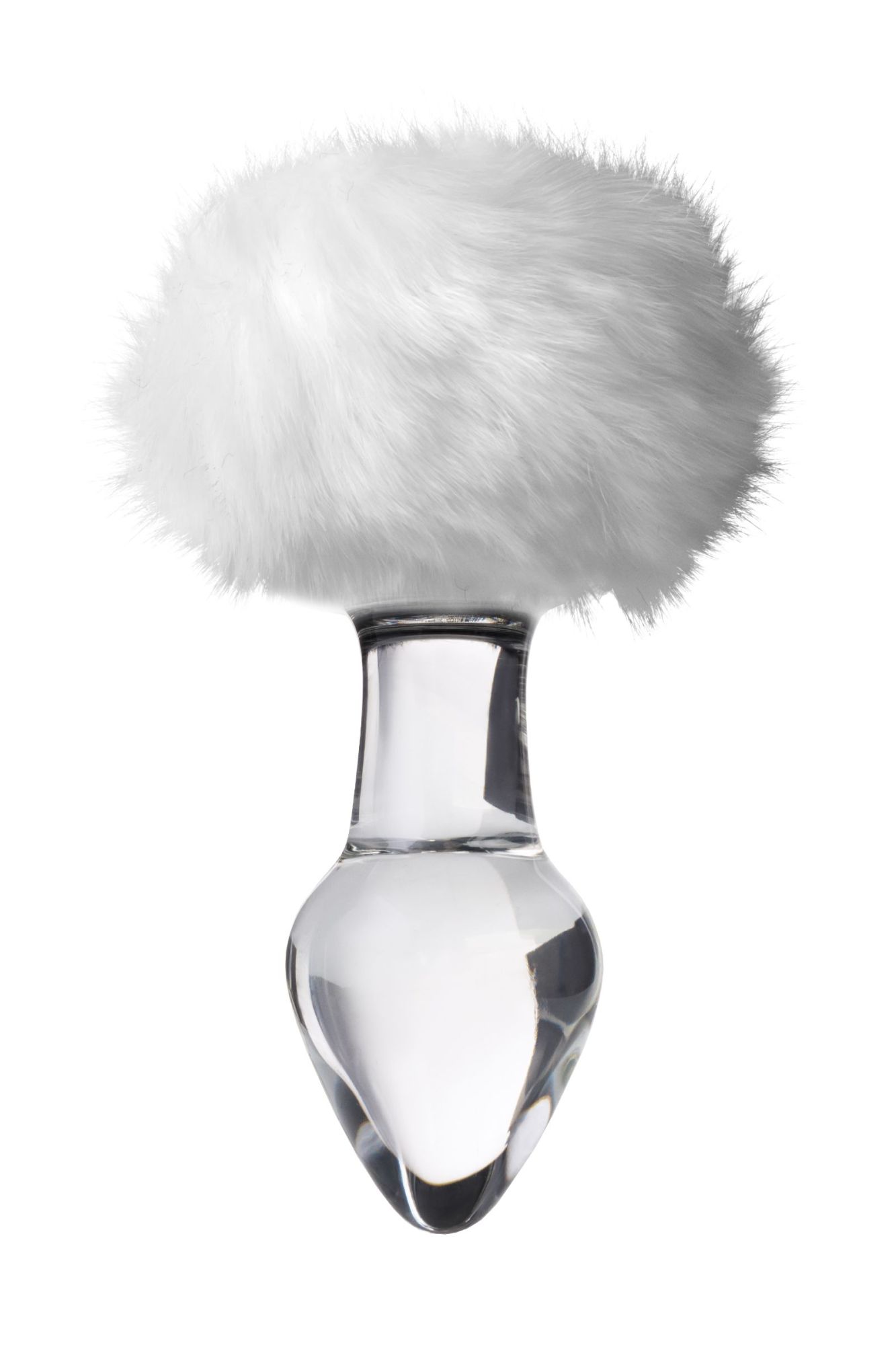 анальная втулка sexus glass, с белым хвостиком, стекло, прозрачная, 14 см, ø 4 см в России