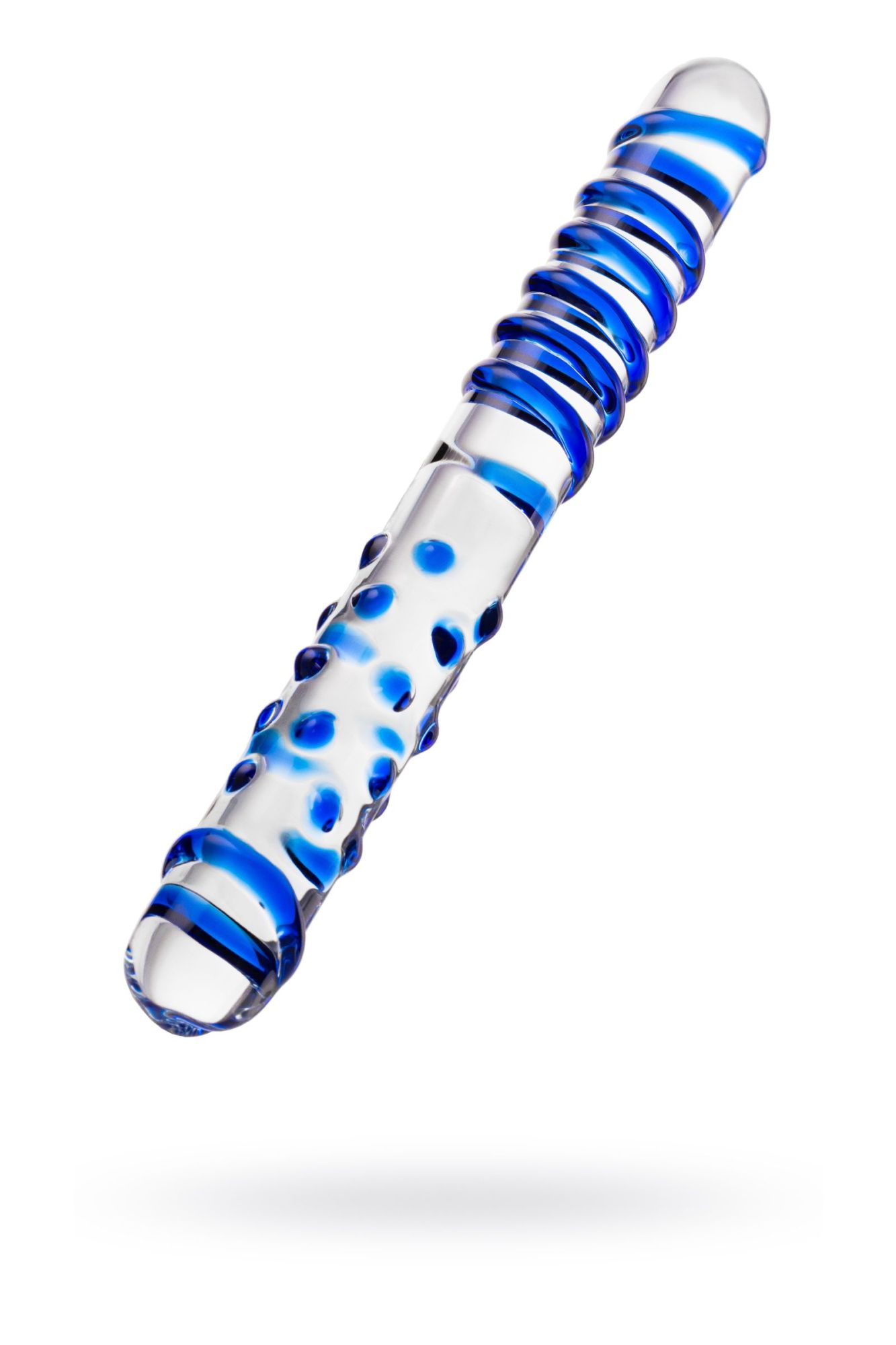 двусторонний фаллоимитатор sexus glass, стекло, рельефный, 22 см в России