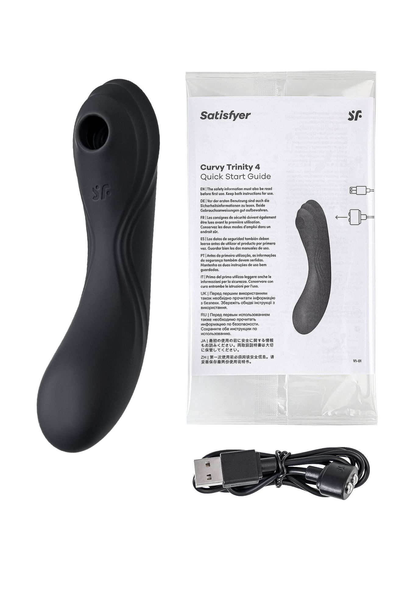вакуум-волновой бесконтактный стимулятор клитора satisfyer curvy trinity 4, силикон, чёрный, 5,35 см в России
