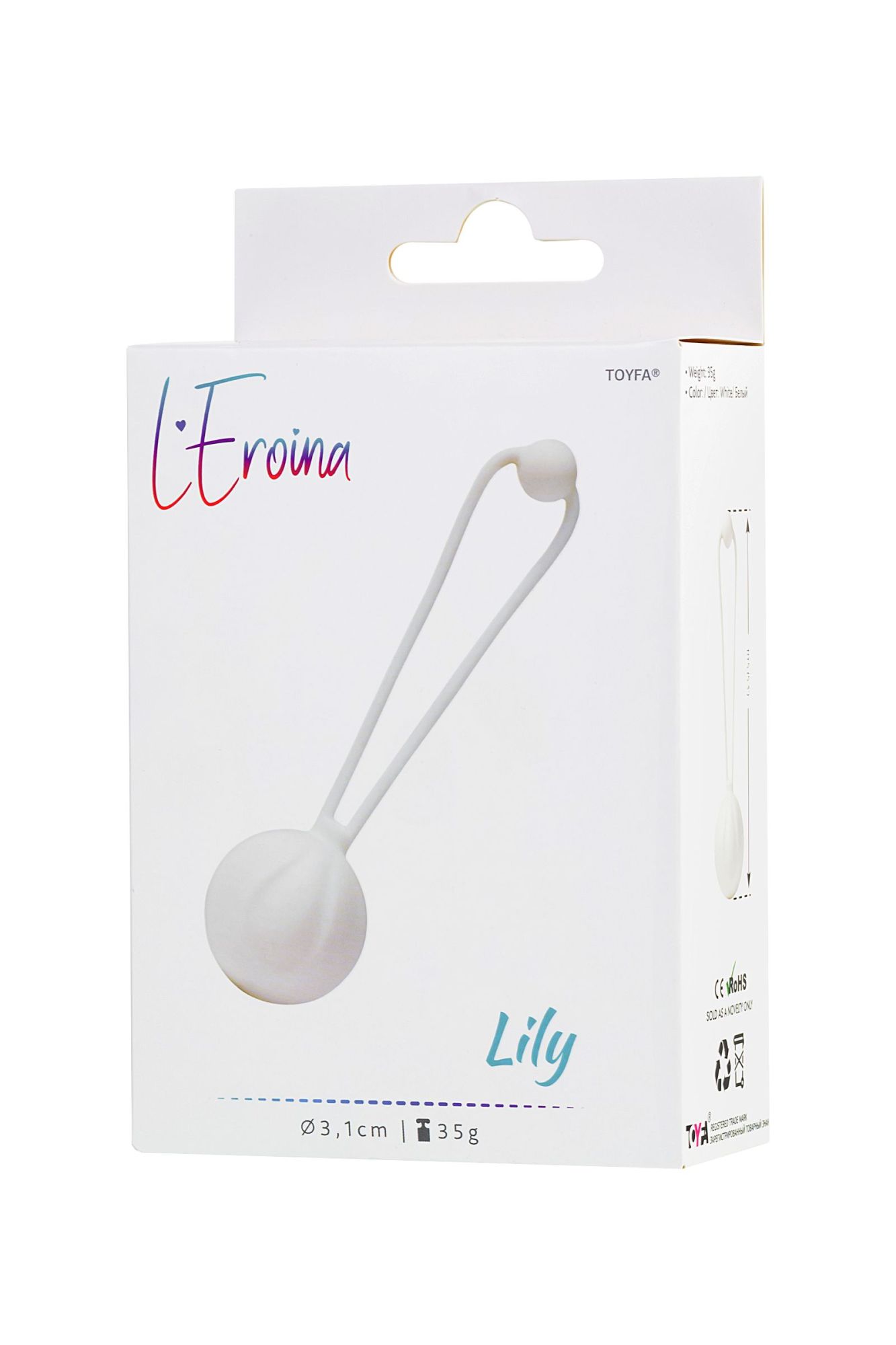 вагинальный шарик l'eroina by toyfa lily, силикон, белый, 10,5 см в России