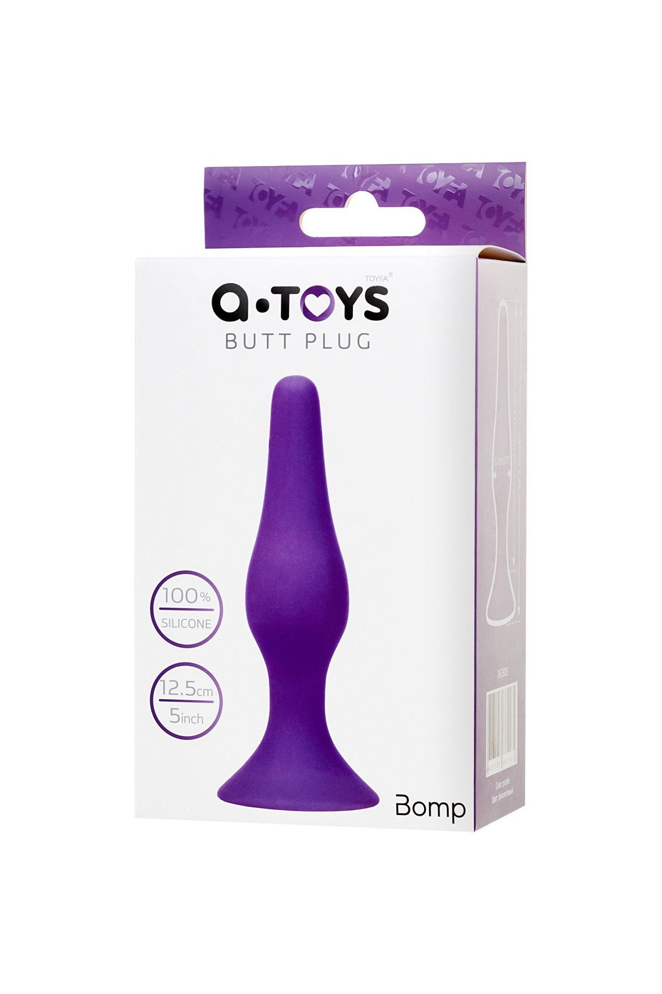 анальная втулка a-toys by toyfa, силикон, фиолетовая, 12,5 см в России