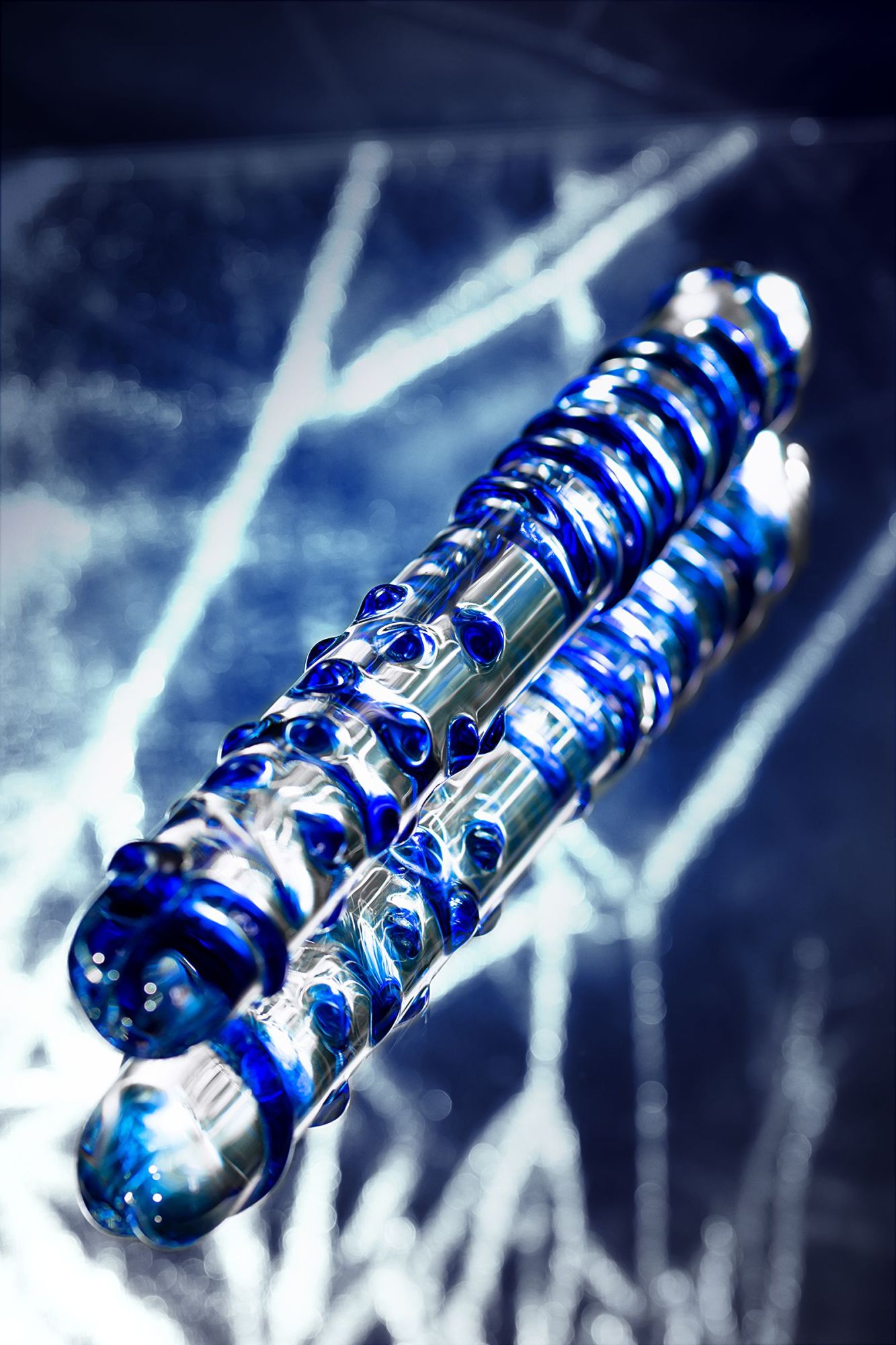 двусторонний фаллоимитатор sexus glass, стекло, рельефный, 22 см в России