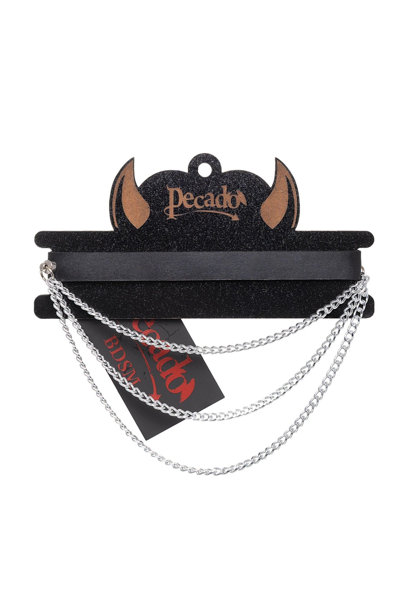 чокер pecado bdsm, с цепочками, модель 1, натуральная кожа, черный в России