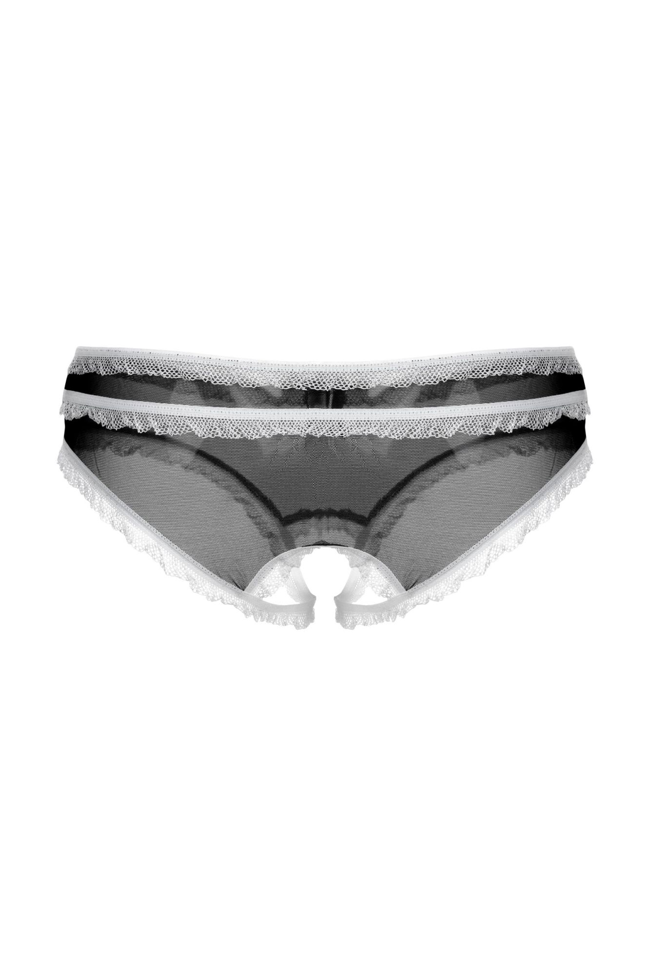 Эротическое трусики открытые с рюшами softline collection, черный, m/l в России