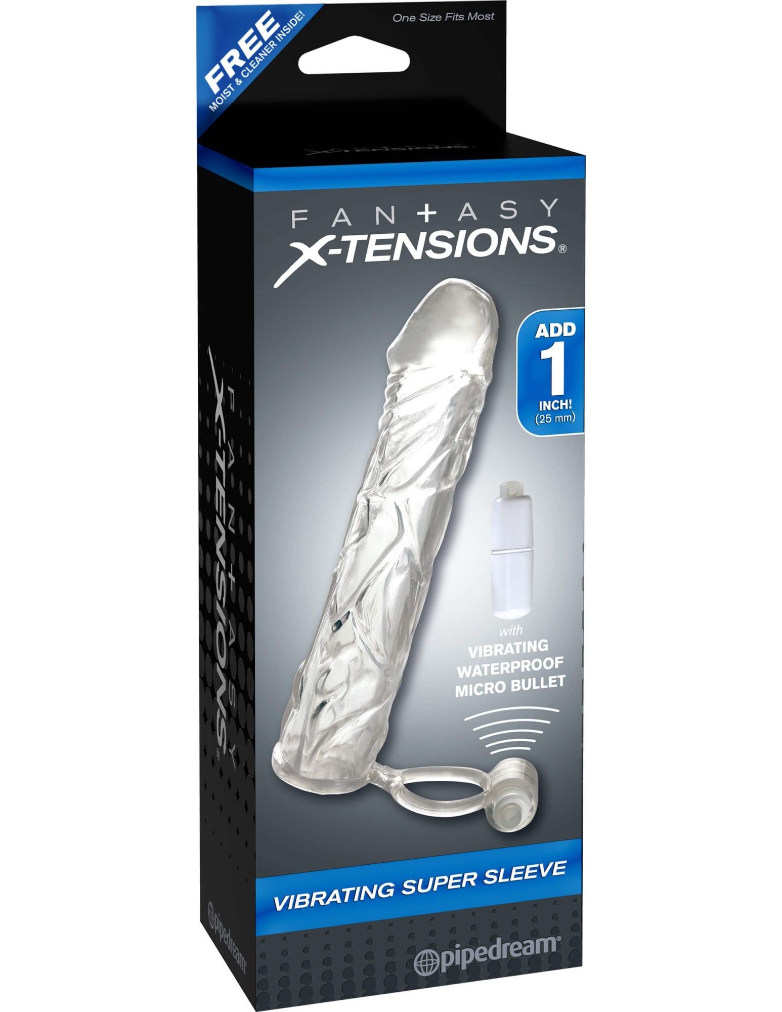 насадка удлиняющая pipedream vibrating super sleeve, прозрачная в России