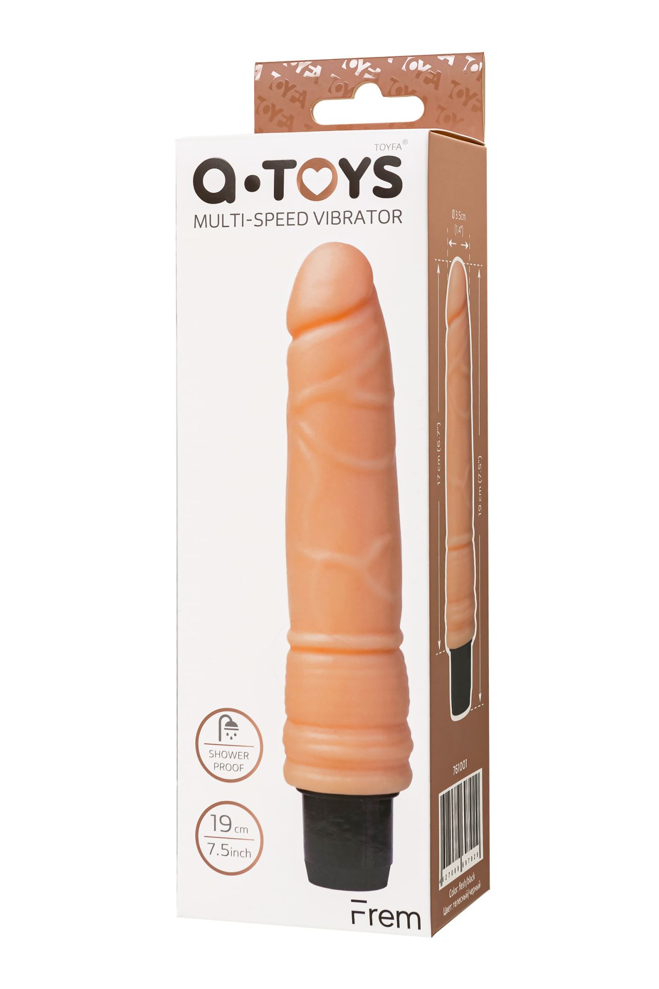 реалистичный вибратор a-toys by toyfa frem, tpe, телесный, 19 см в России