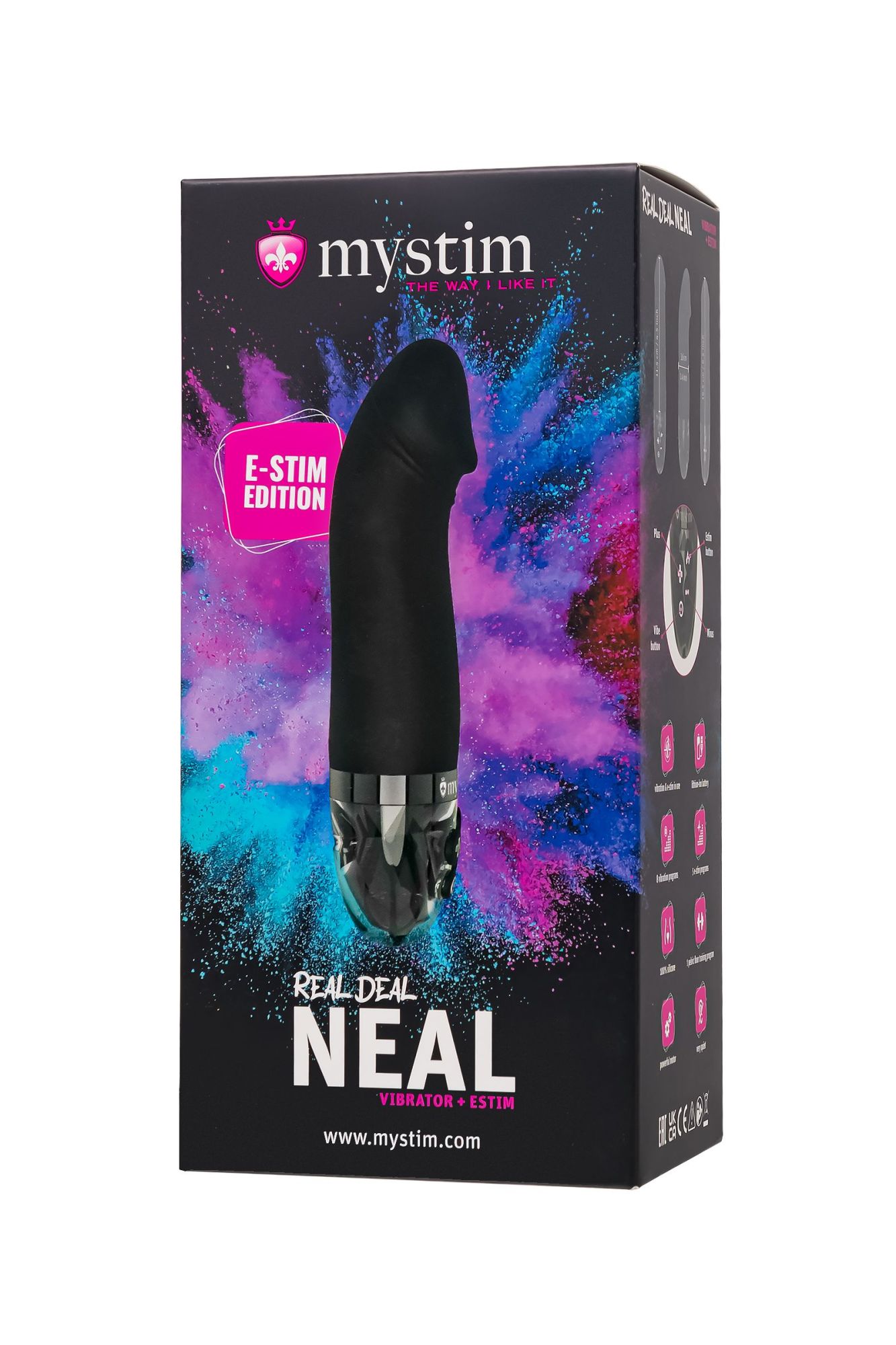вибратор mystim real deal neal с электростимуляцией, силикон, черный, 16,5 см в России