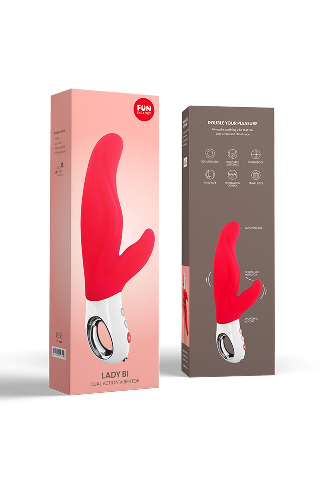 вибратор fun factory lady bi, силикон, красный, 22 см в России