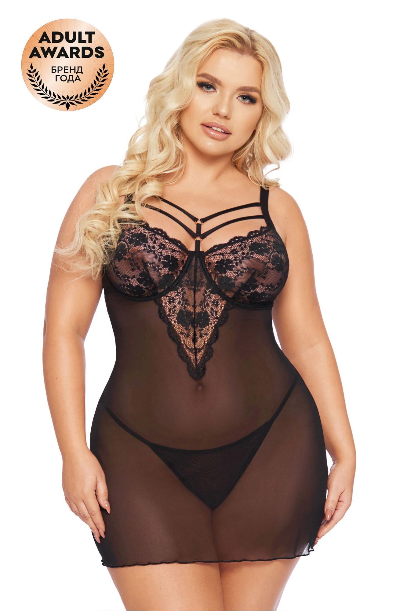 Эротическое комбинация и стринги softline collection aldona, черный, xxxl в России