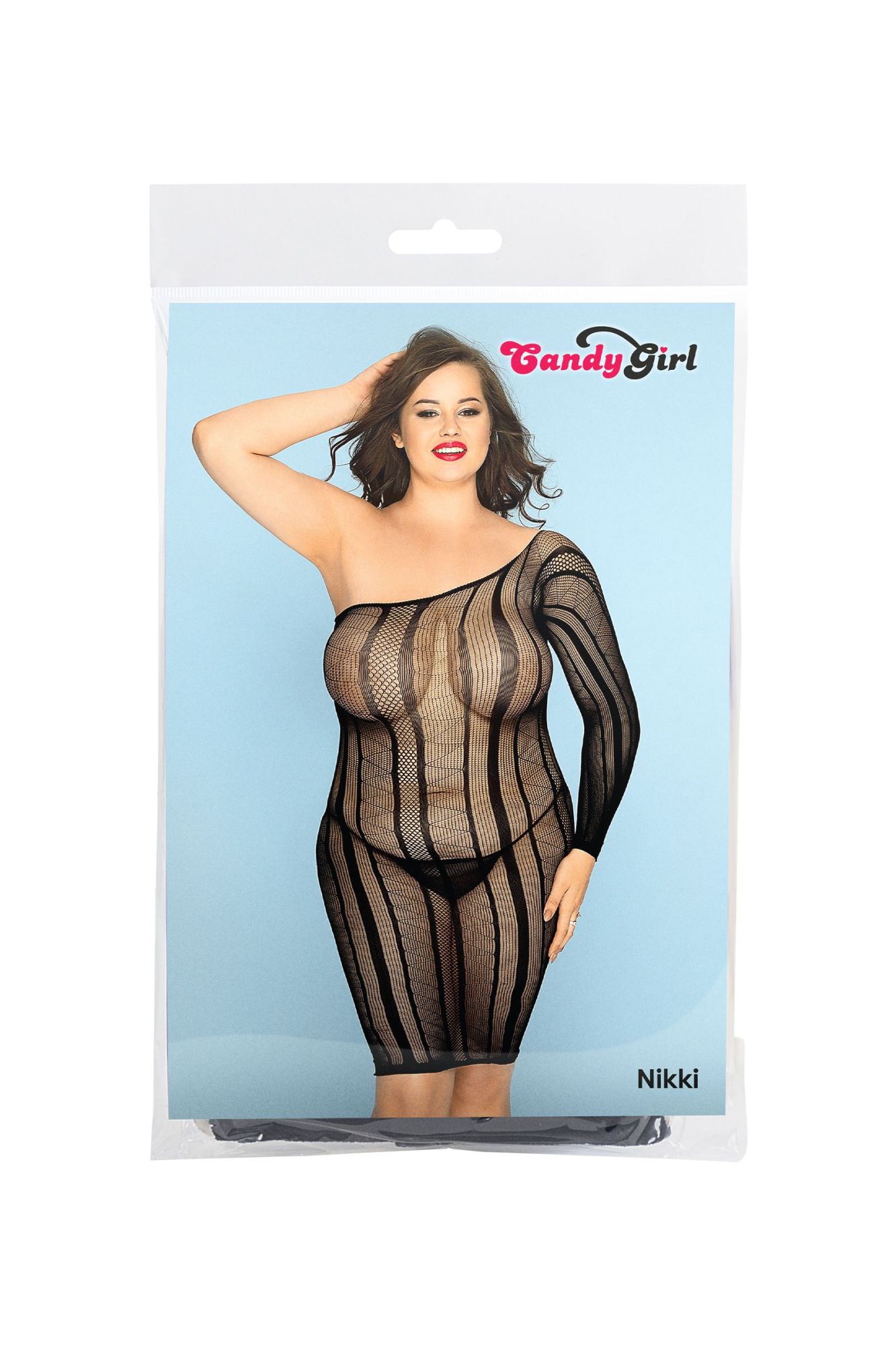 Эротическое платье-сетка и стринги candy girl nikki черные, 2xl в России