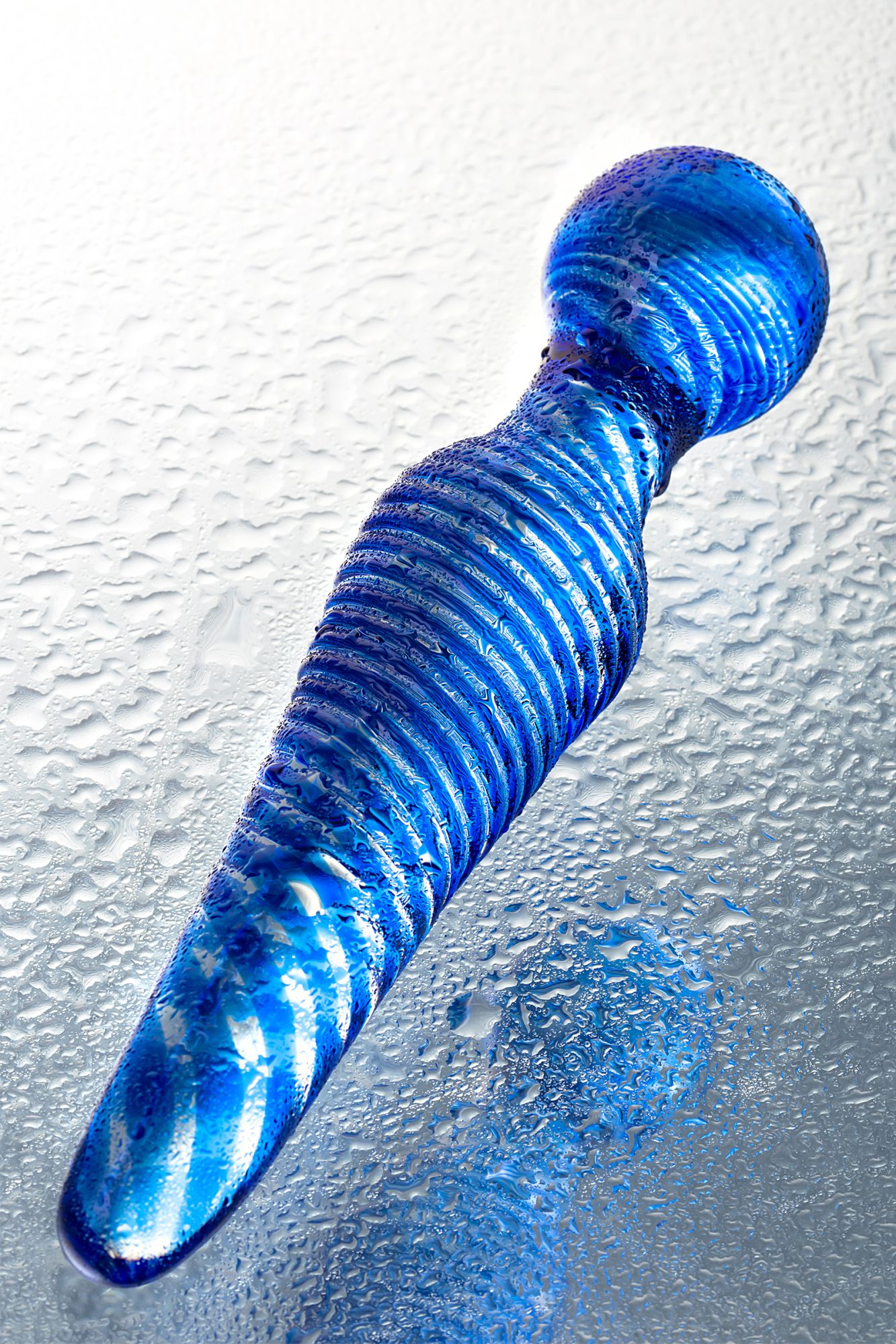 двусторонний фаллоимитатор sexus glass, стекло, синий, 17 см в России