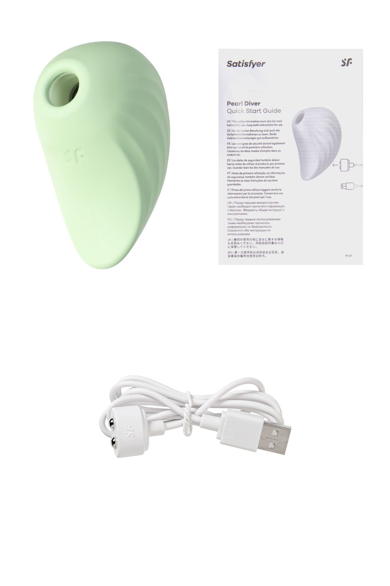 вакуум-волновой бесконтактный стимулятор клитора satisfyer pearl diver, силикон, зеленый, 5 см в России
