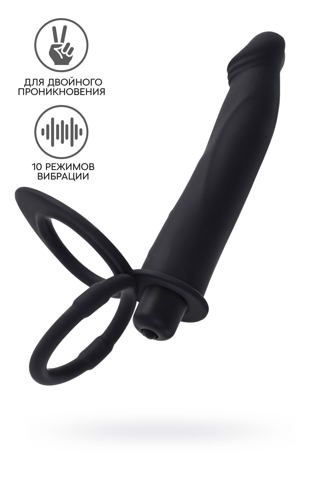 насадка на пенис для двойного проникновения black&red by toyfa, силикон, чёрная, 19 см в России