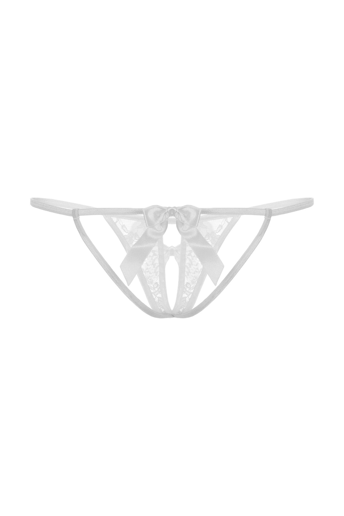Эротическое стринги с бантиком открытые кружевные softline collection, белый, s/l в России