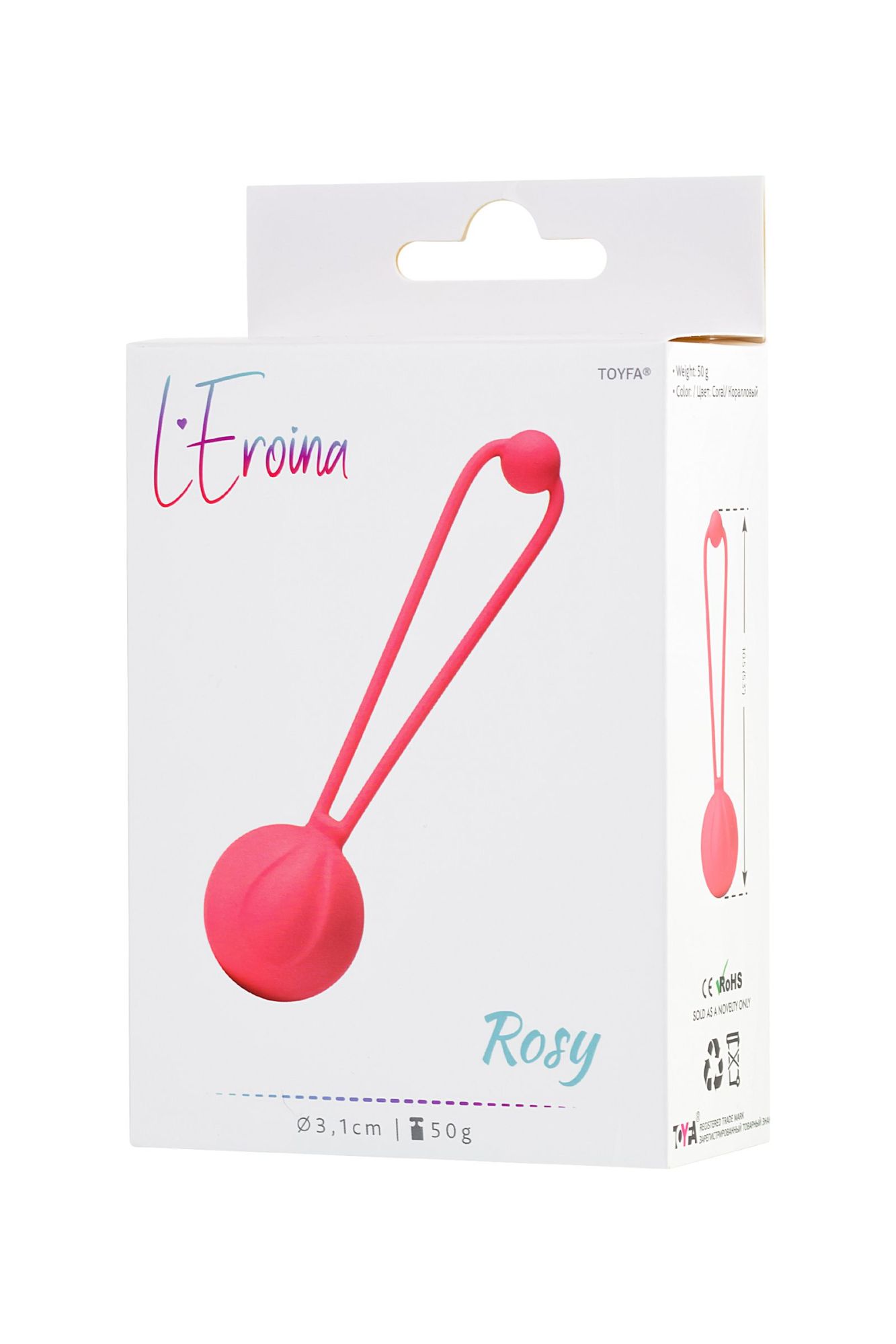 вагинальный шарик l'eroina by toyfa rosy, силикон, красные, 10,5 см в России