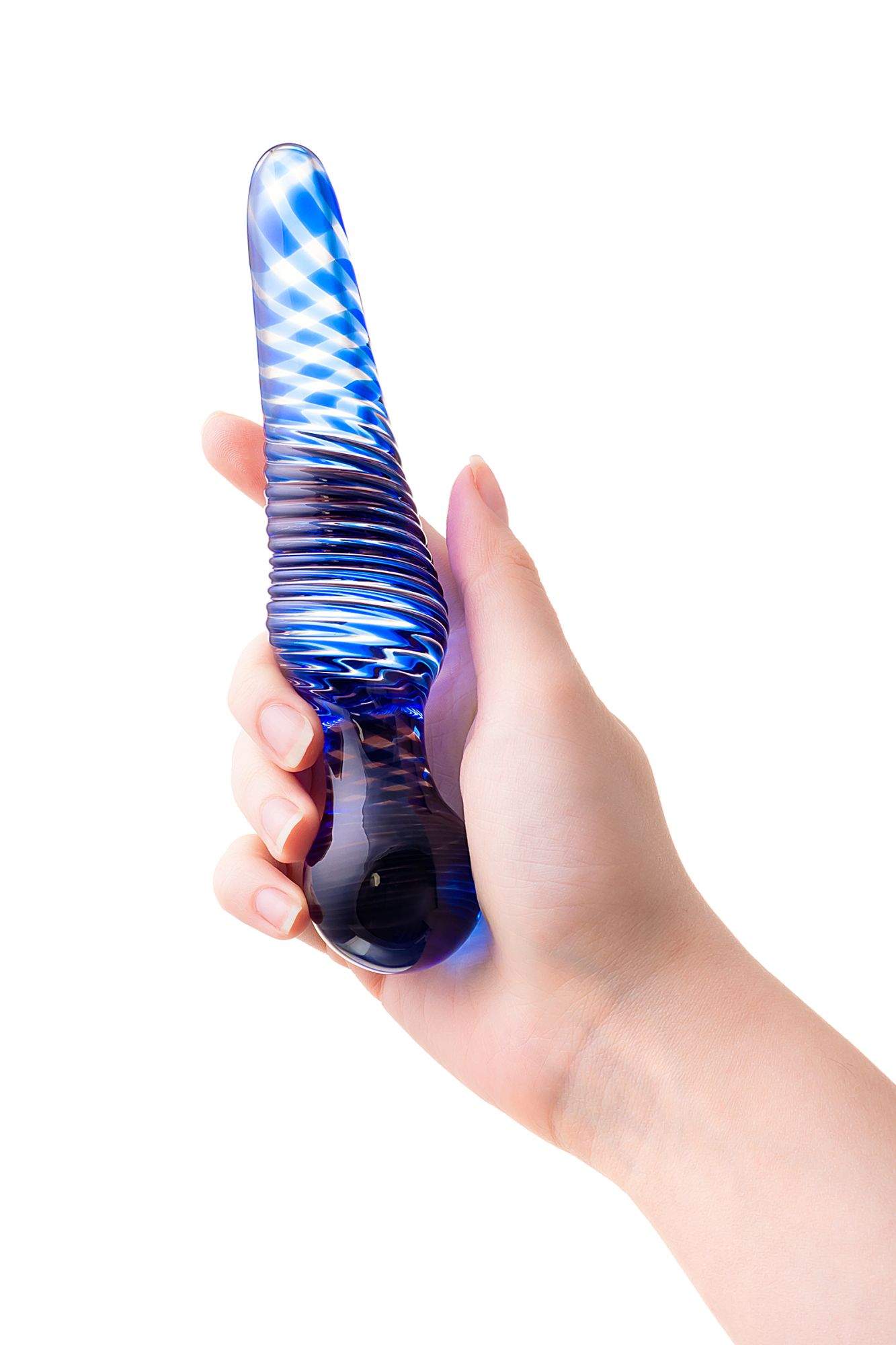двусторонний фаллоимитатор sexus glass, стекло, синий, 17 см в России
