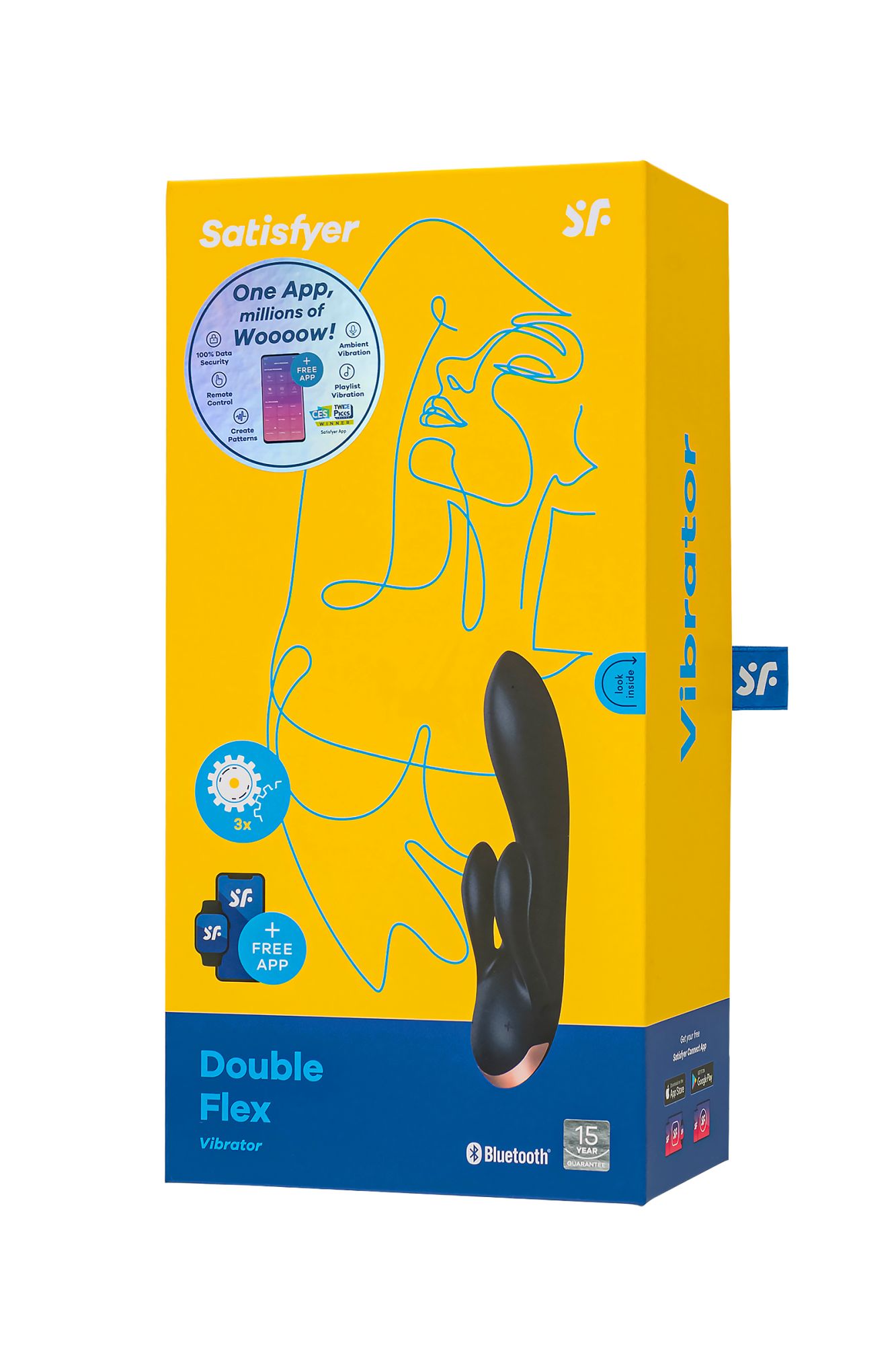 вибромассажер satisfyer double flex connect app, черный, силикон в России