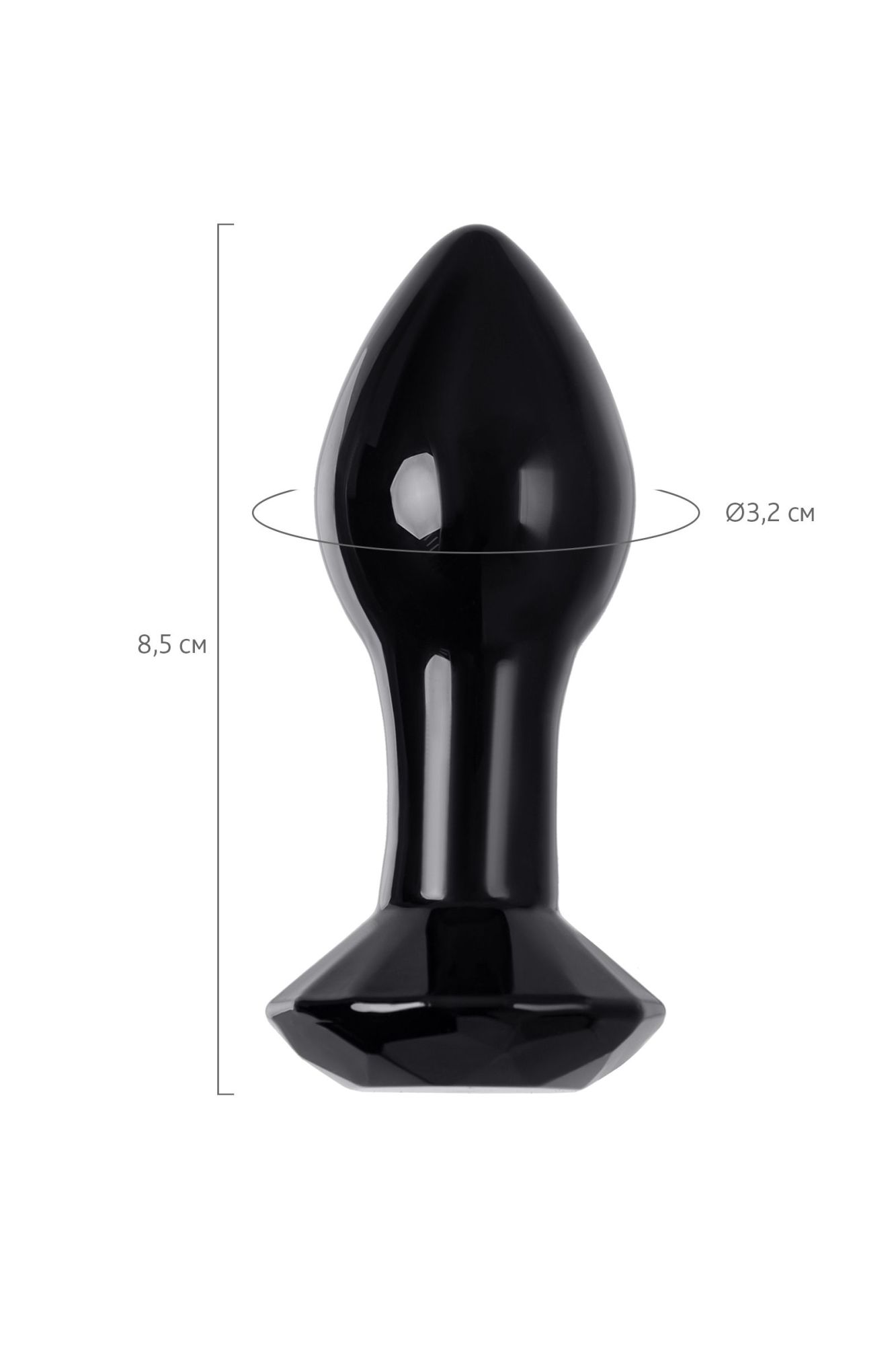 анальная втулка sexus glass, стекло, черная, 8,5 см в России