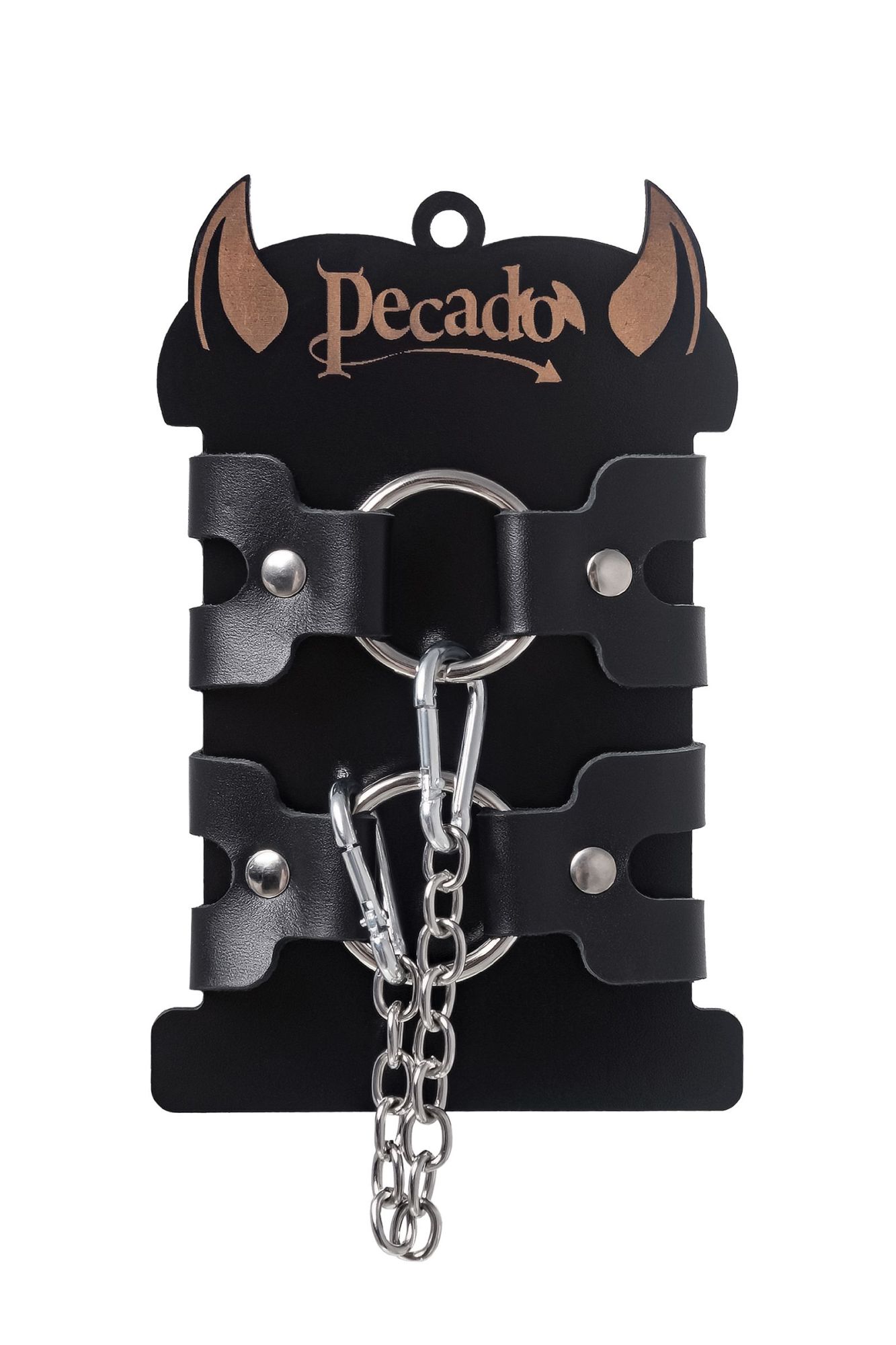 наручники-браслеты pecado bdsm, из двух ремешков, натуральная кожа, чёрные в России
