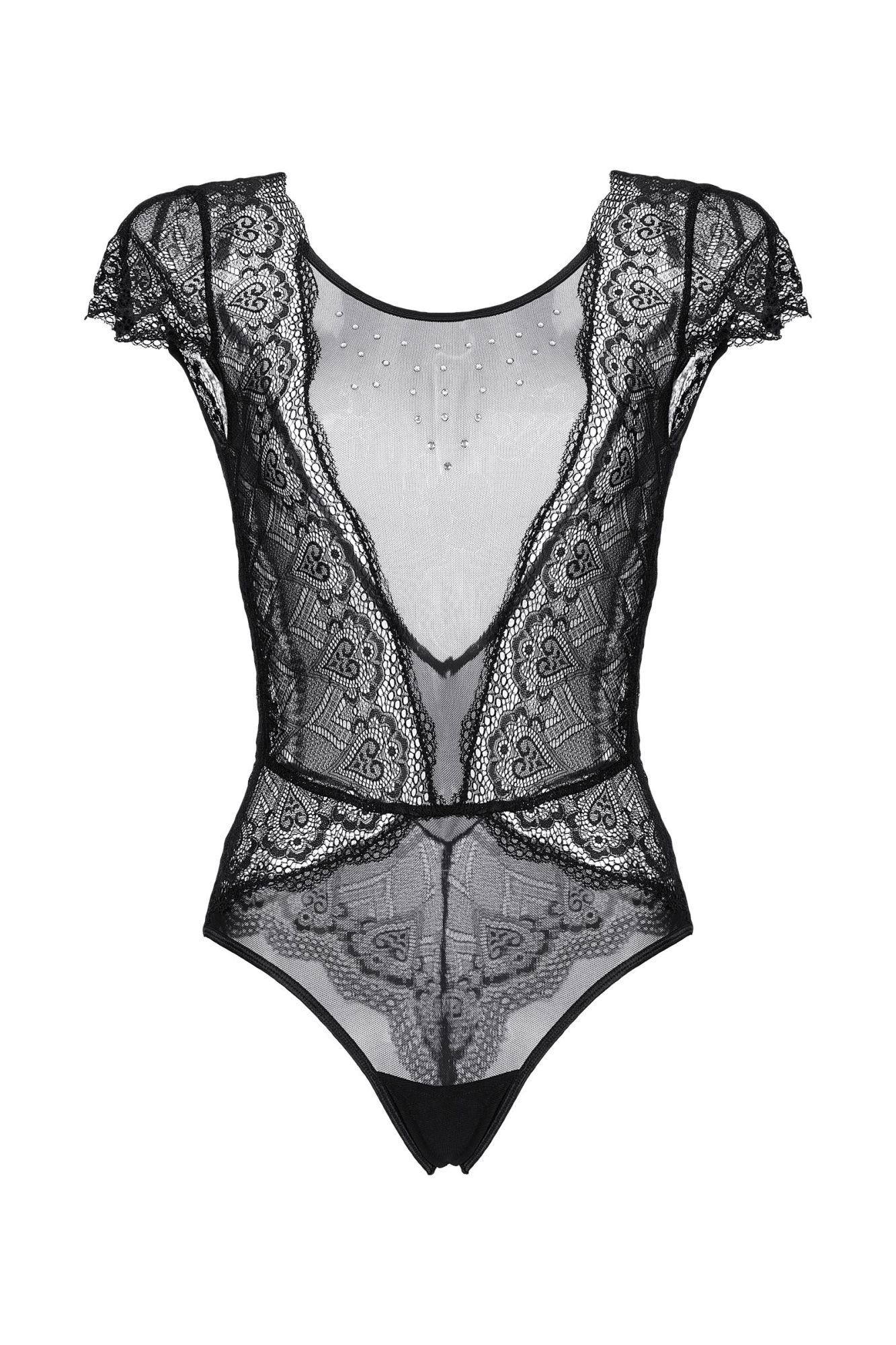 Эротическое боди со стразами candy girl delight, черное, xl в России