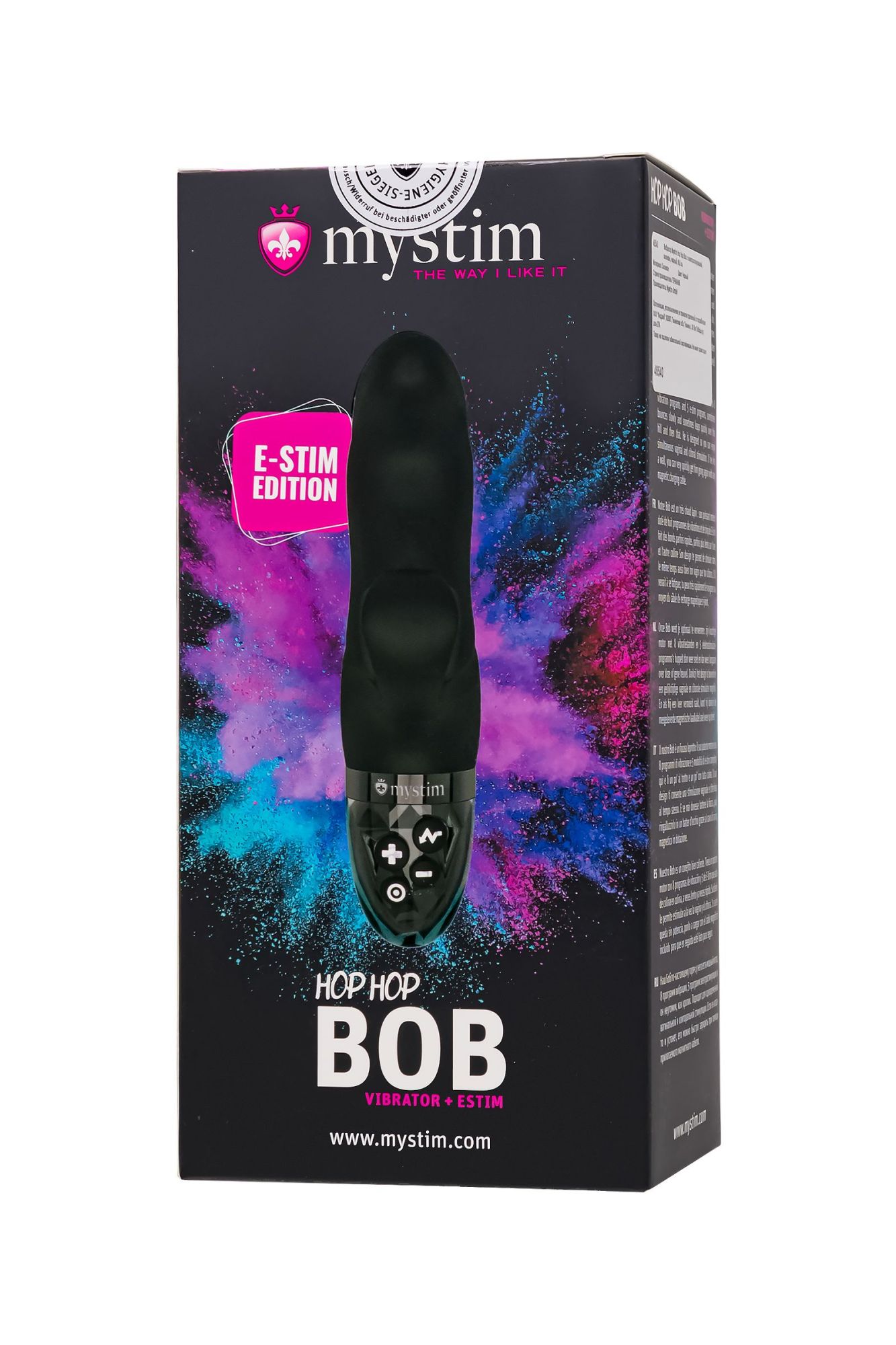 вибратор mystim hop hop bob с электростимуляцией, силикон, черный, 16,5 см в России