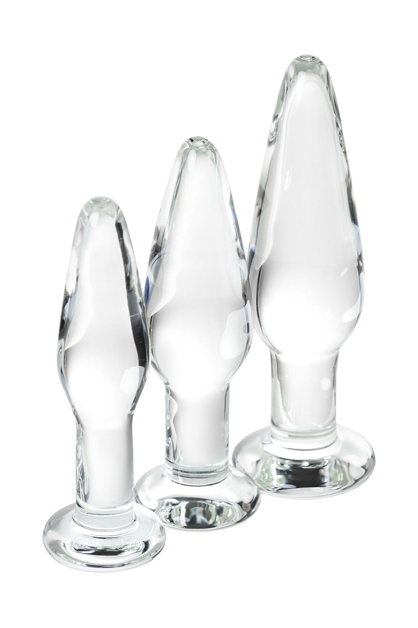набор анальных втулок sexus glass, стекло, прозрачный, 14/12,5/12 см, ø 4/3,5/3 см в России
