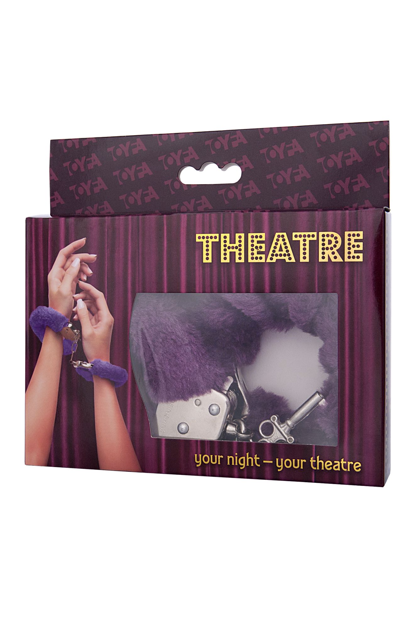 наручники toyfa theatre, меховые, фиолетовые, 28 см. в России