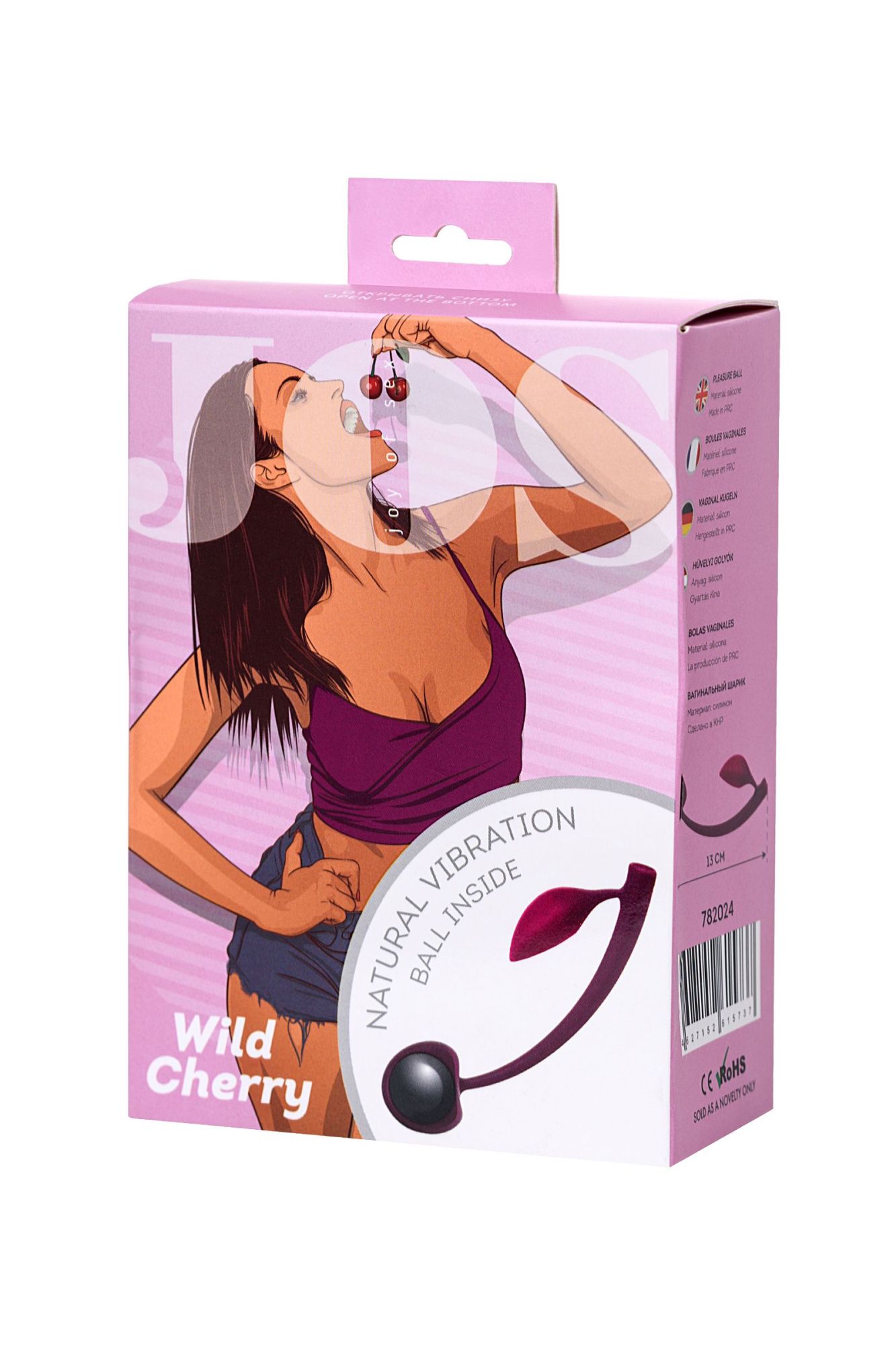 вагинальный шарик jos wild cherry, силикон, бордовый, 13 см в России
