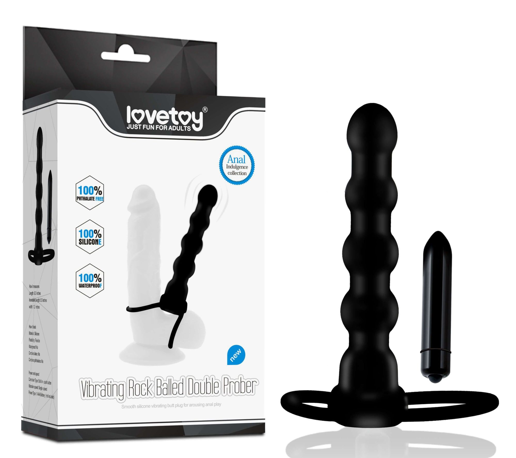 насадка на член lovetoy vibrating rock double cock, чёрная в России