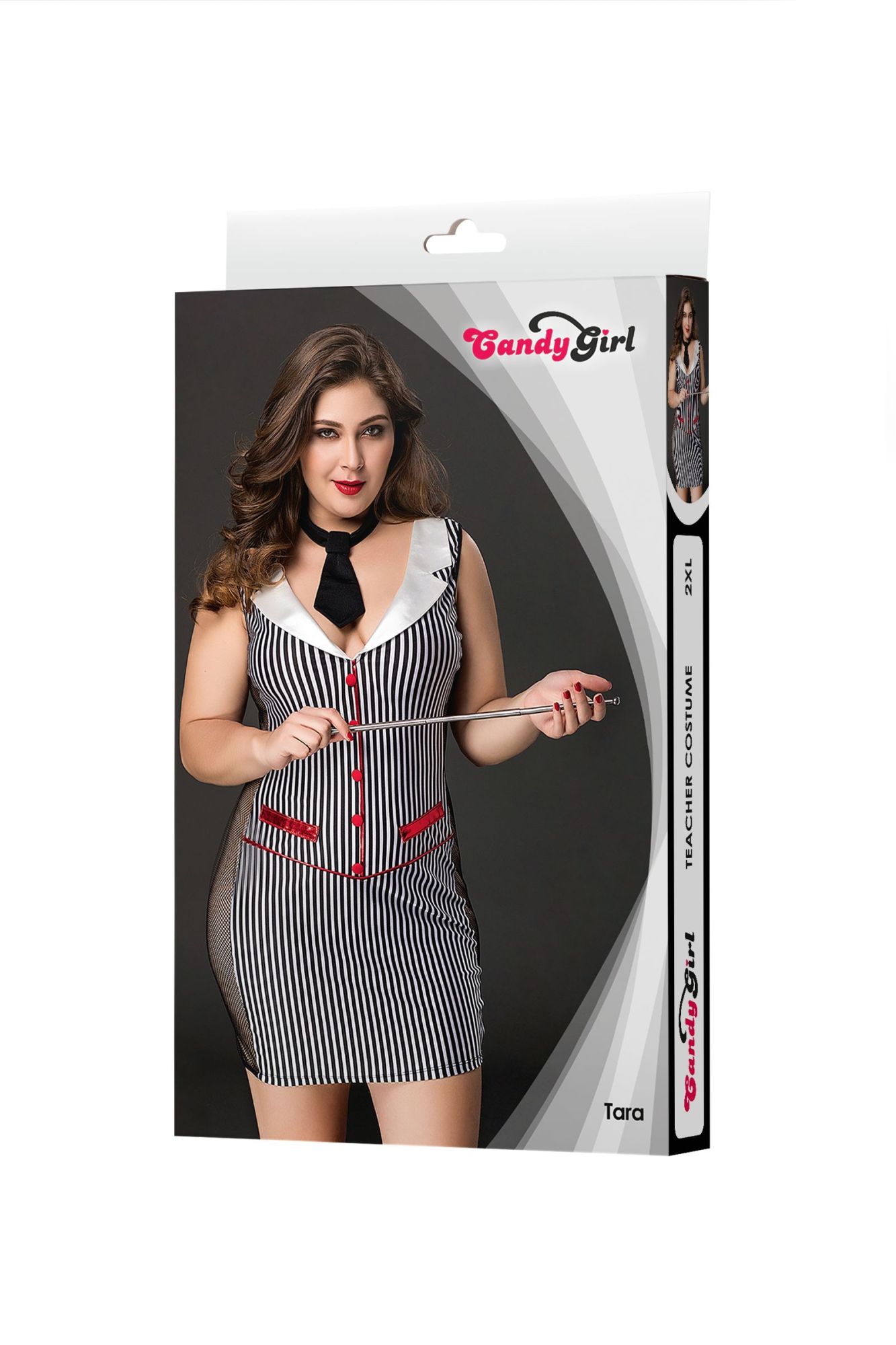 Эротическое костюм учительницы candy girl tara (платье, стринги, галстук, указка) черно-белый, 2xl в России
