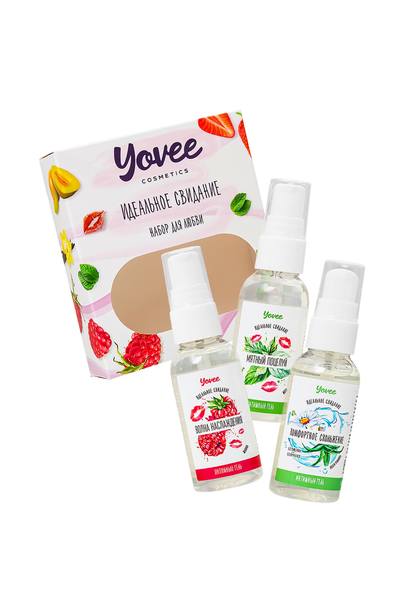 набор гелей-смазок yovee для любви (721002+721006+721054), вкус (малина+мята) + увл (алоэ), 3х50 мл в России