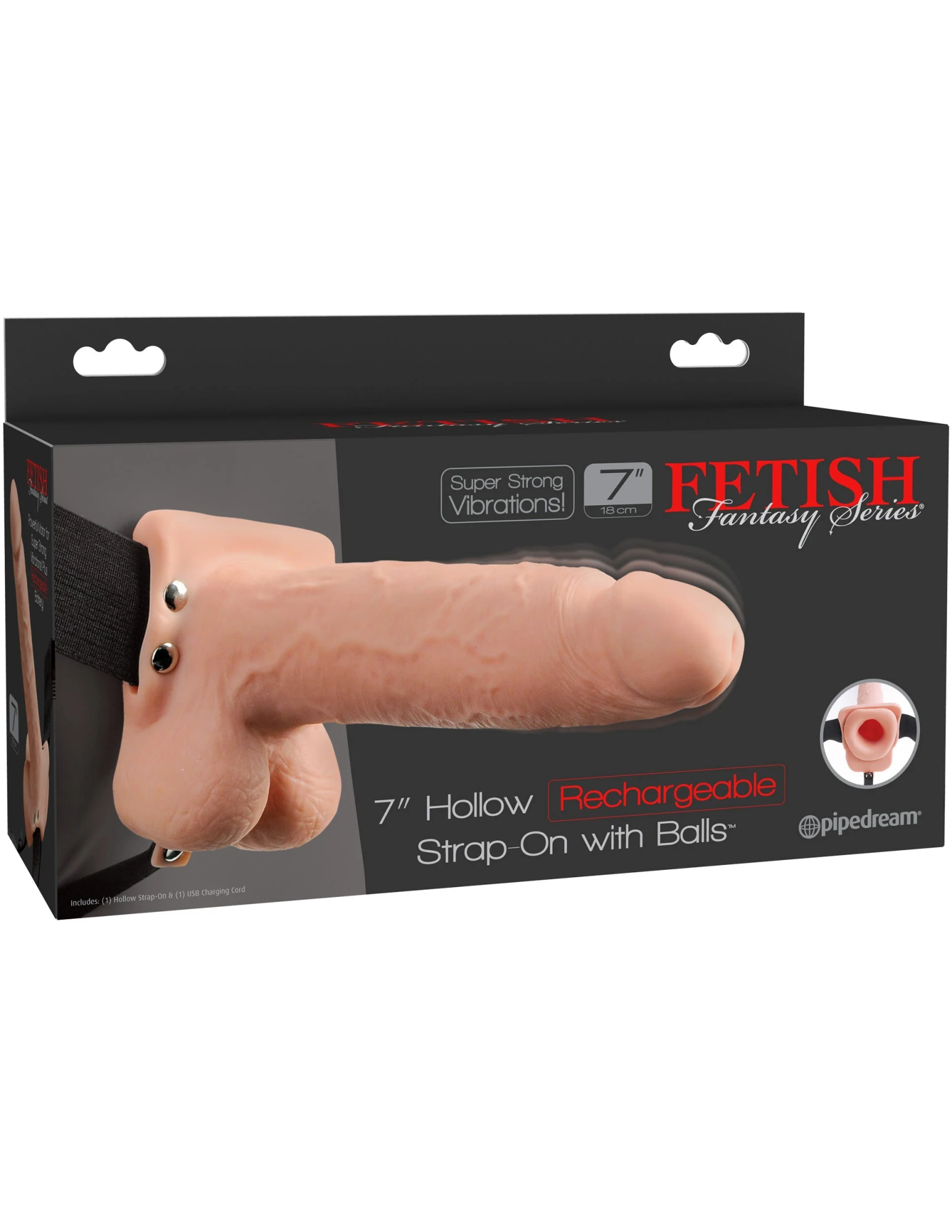 страпон fetish fantasy series 7" hollow strap-on - flesh/black pipedream 339121pd в России