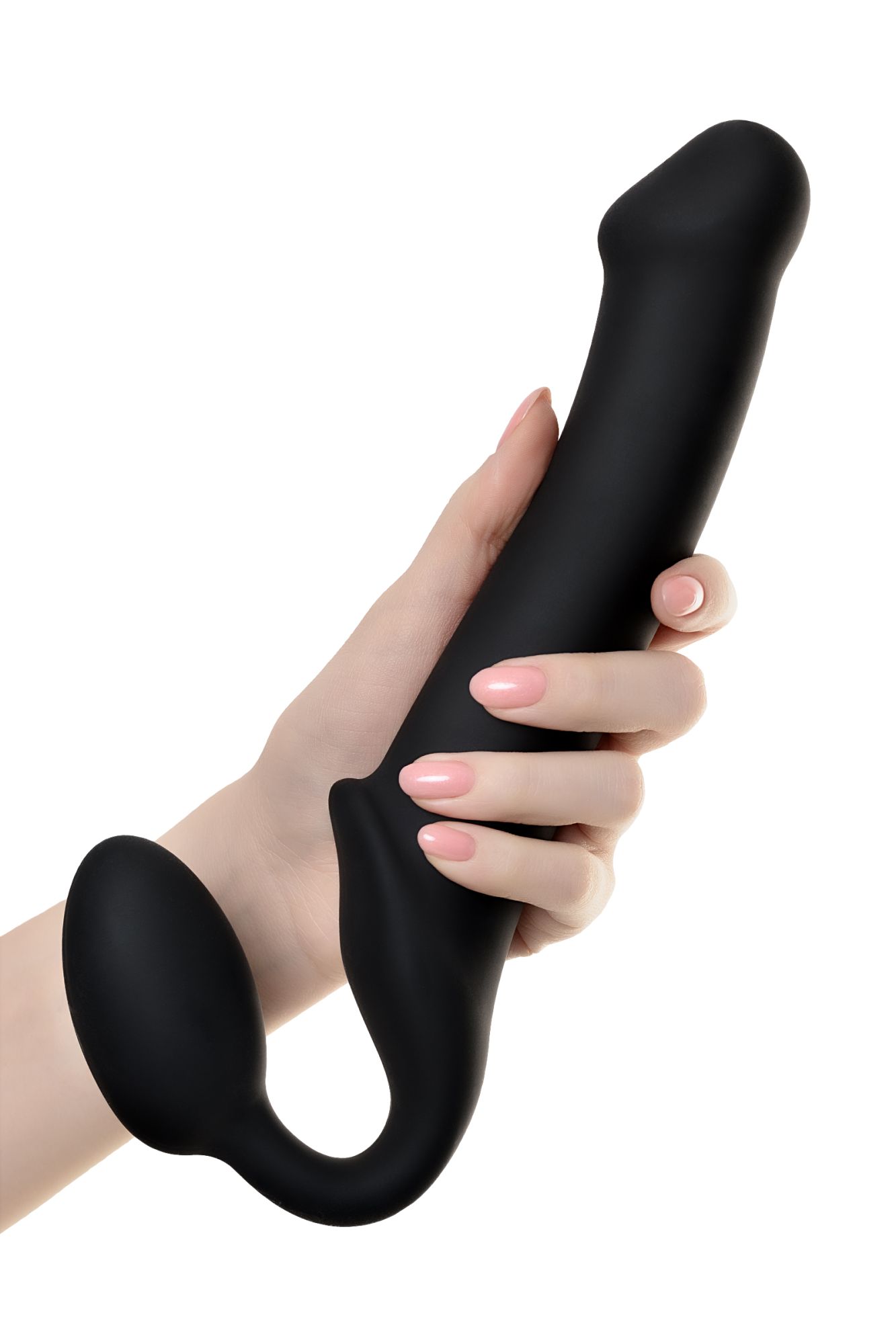 безремневой нереалистичный страпон strap-on-me, l, силикон, черный, 25 см в России