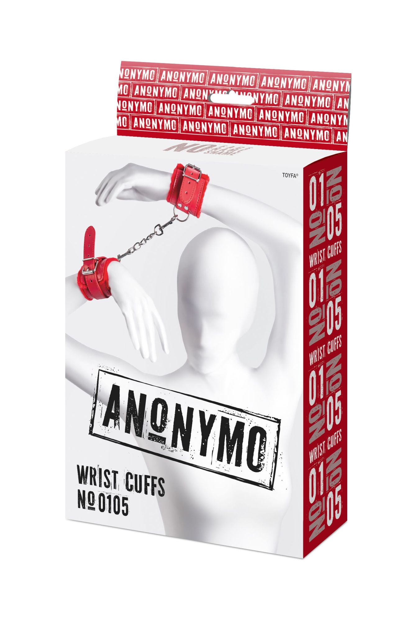 наручники anonymo #0105, pu кожа, красные, 27 см в России