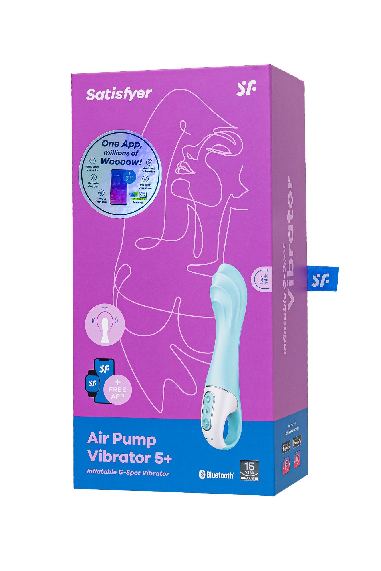 нереалистичный вибратор satisfyer air pump vibrator 5, силикон, голубой,  см. в России