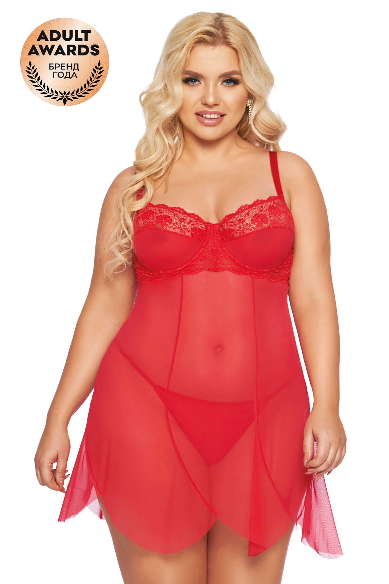 Эротическое ночная сорочка и стринги softline collection carla, красный, xxl в России