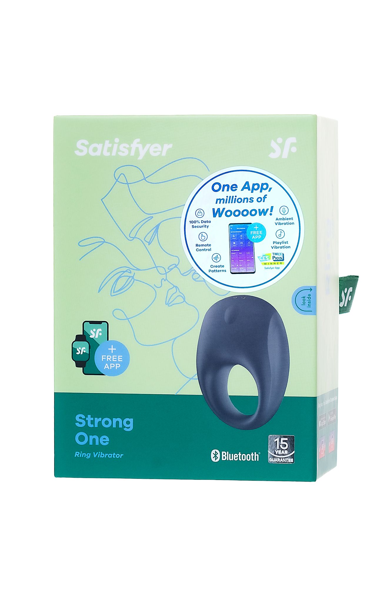 эрекционное кольцо на пенис satisfyer strong one connect app, силикон, синий, 7 см. в России