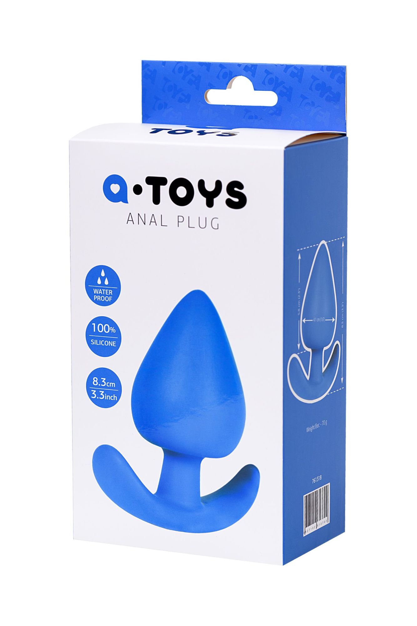 анальная пробка a-toys by toyfa nosh, силикон, синяя, 8,3 см в России