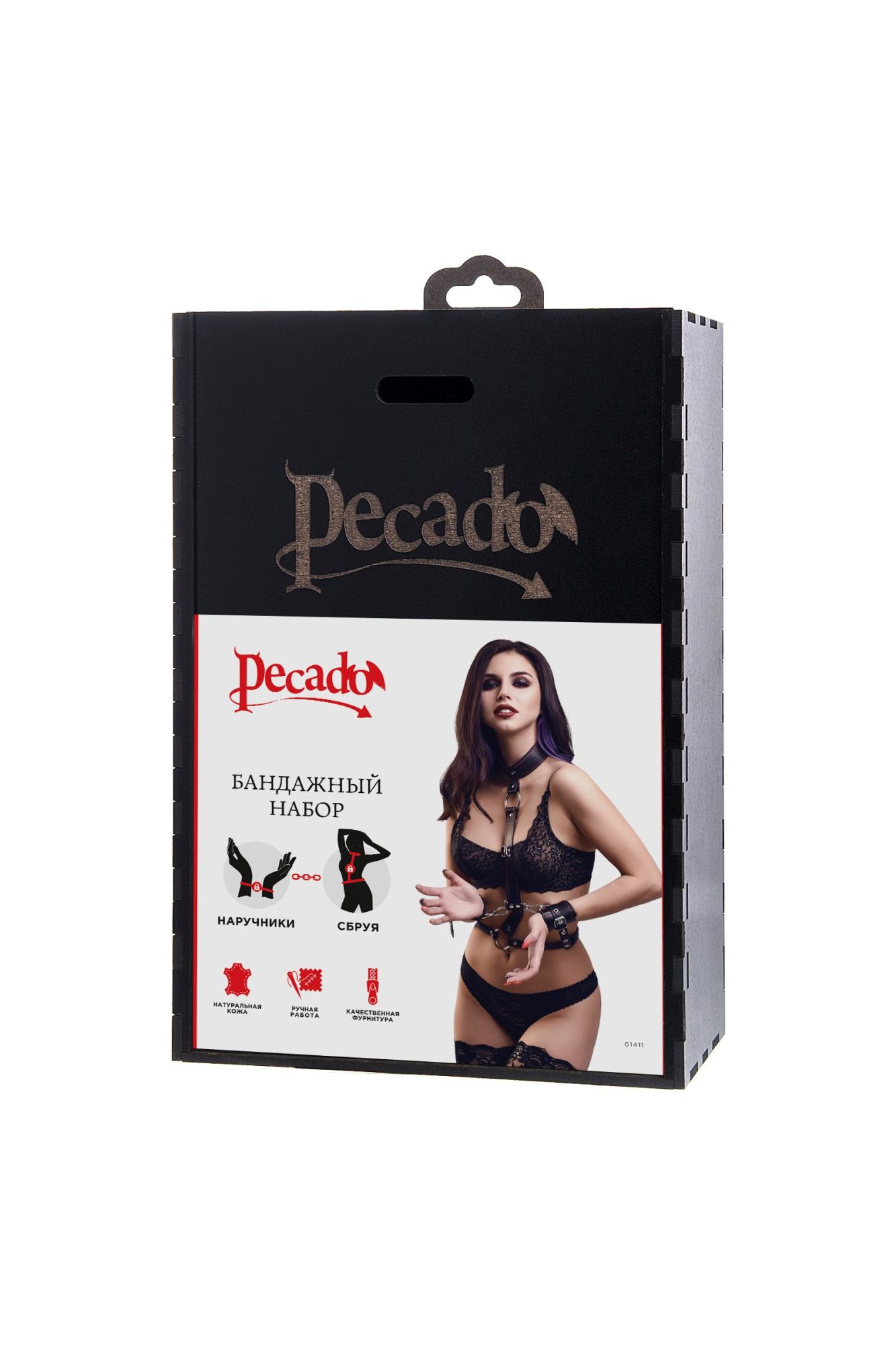 сбруя для фиксации шеи и рук pecado bdsm, натуральная кожа, черная в России