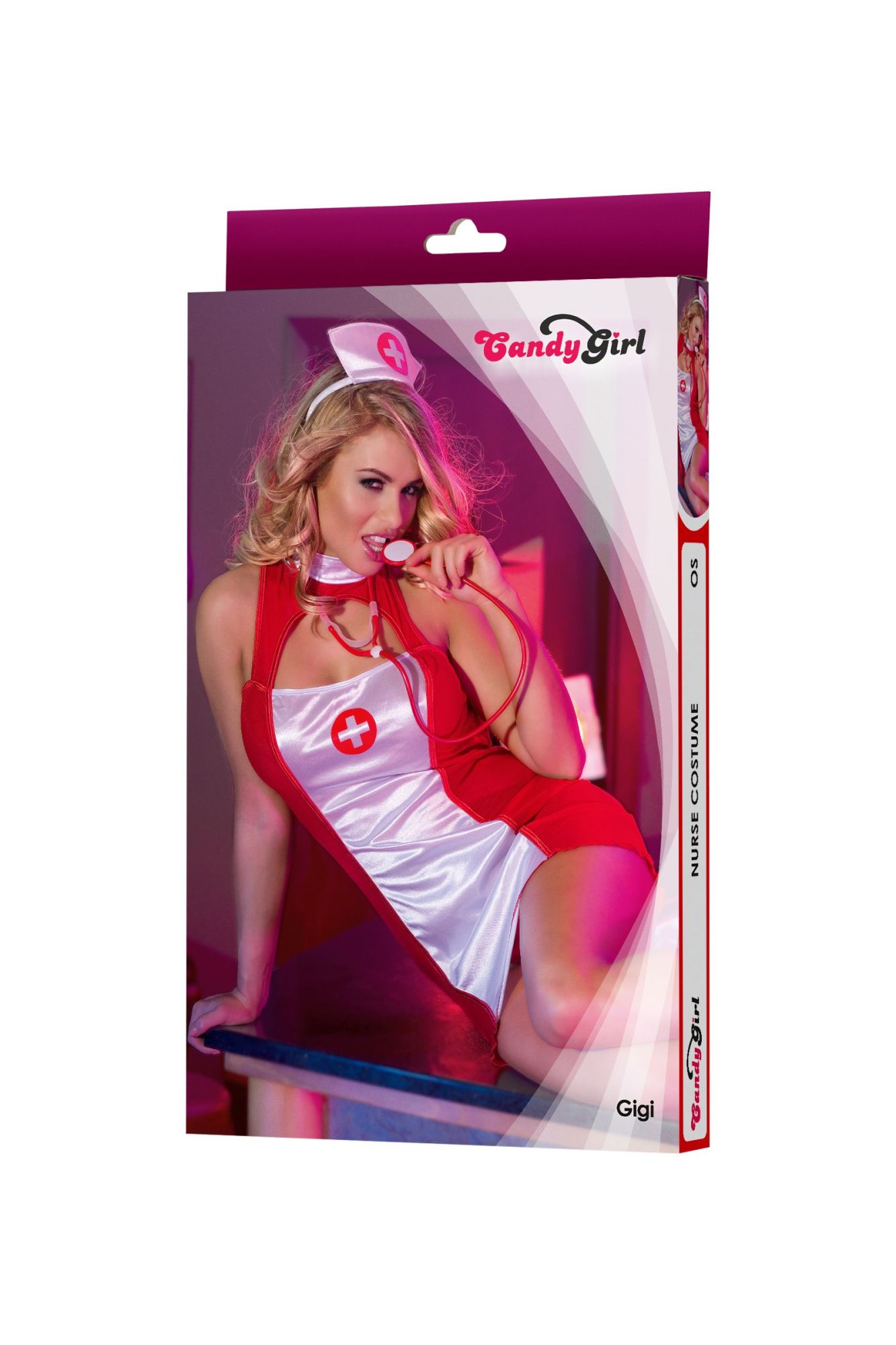 Эротическое костюм медсестры candy girl gigi (платье, головной убор, стетоскоп), красный, os в России