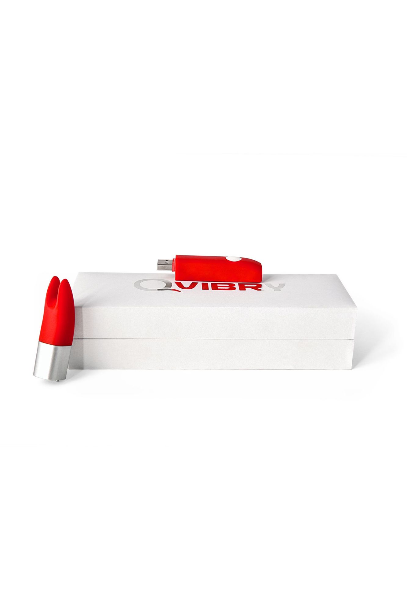 вибратор клиторальный qvibry 4gb usb памяти, силикон, красный, 12 см в России