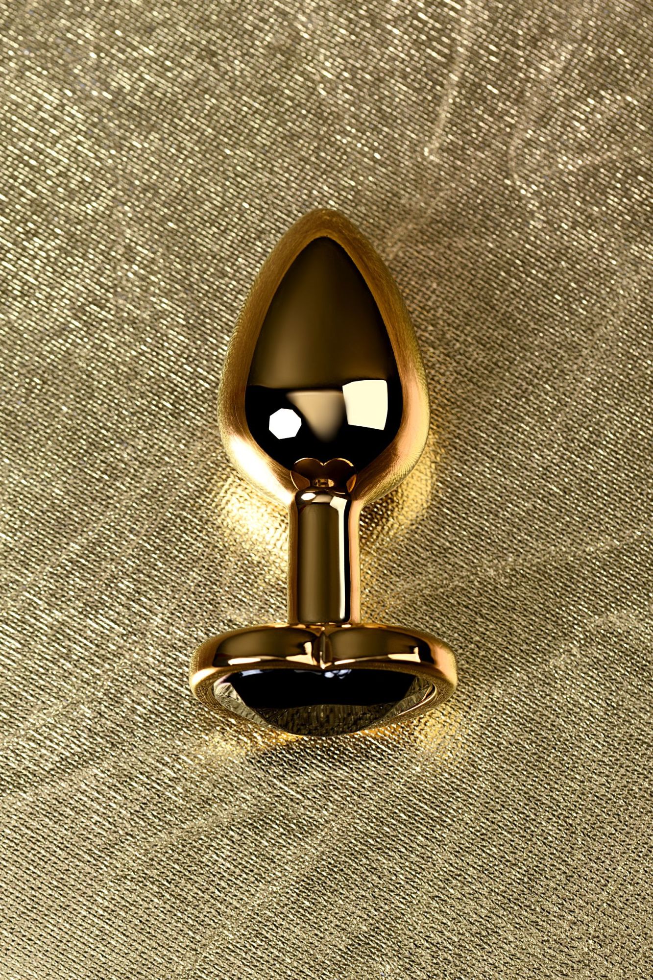 анальная втулка metal by toyfa, металл, золотая, с чёрным кристаллом, 7 см, ø 2,7 см, 50 г в России