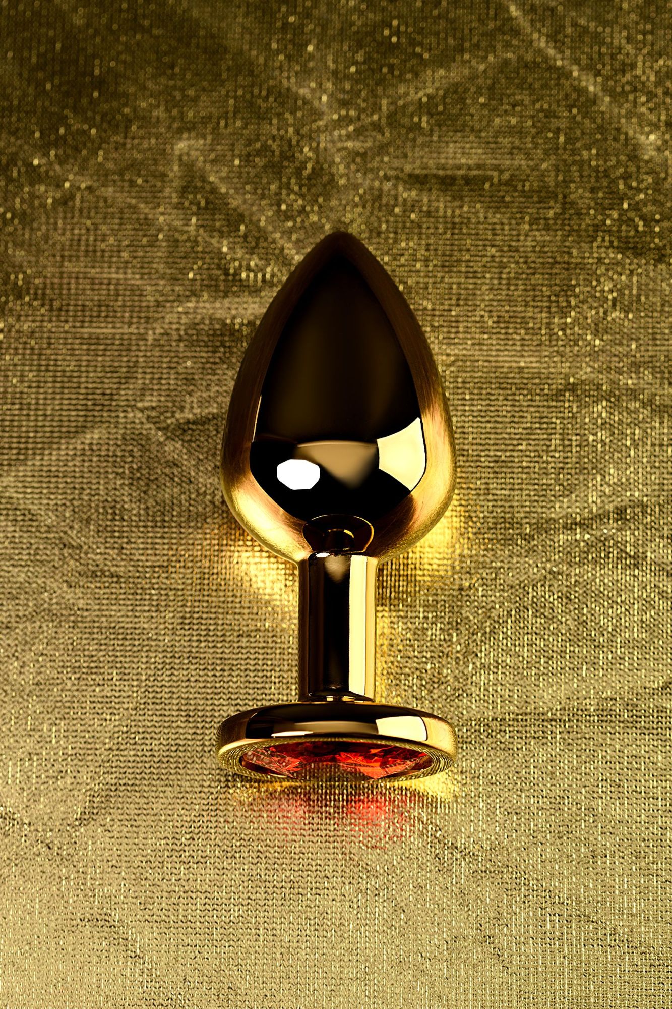 анальная втулка metal by toyfa, металл, золотая, с красным кристаллом, 8 см, ø 3,4 см, 85 г в России